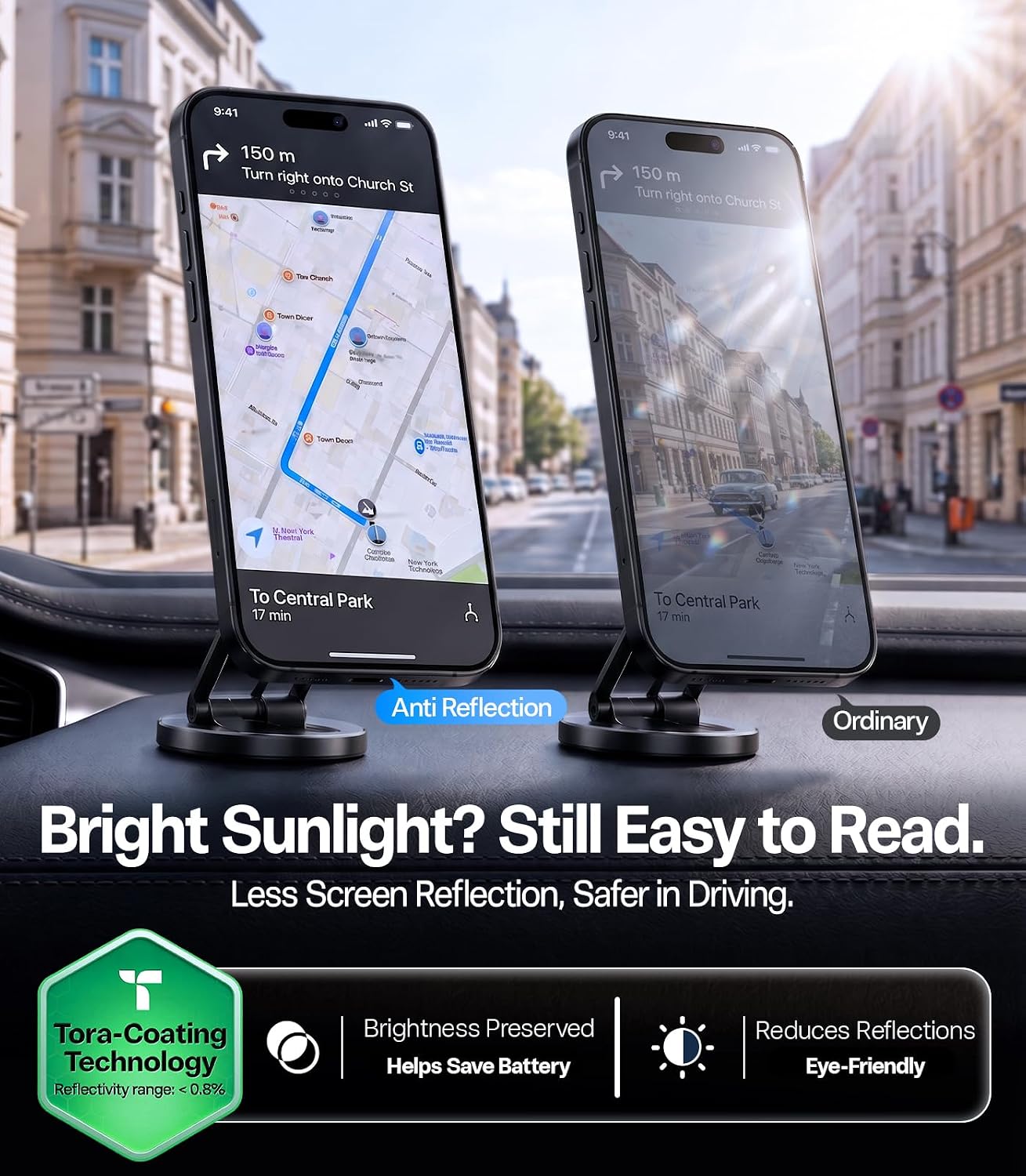 Detalle de TORRAS SunView AR Screen Protector for iPhone 18 Pro, Anti-Reflective 2-Pack