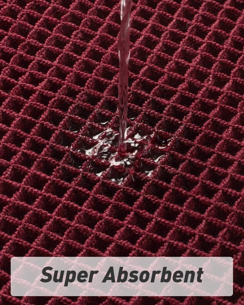 Thumbnail 2 de AMOAMI Upgraded Waffle Bath Mat (20" x 32") in Burgundy