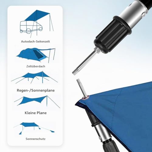 Thumbnail 6 de REDCAMP Teleskop-Zeltstangen, 2er-Set aus Aluminium, 90–230 cm, schwarz