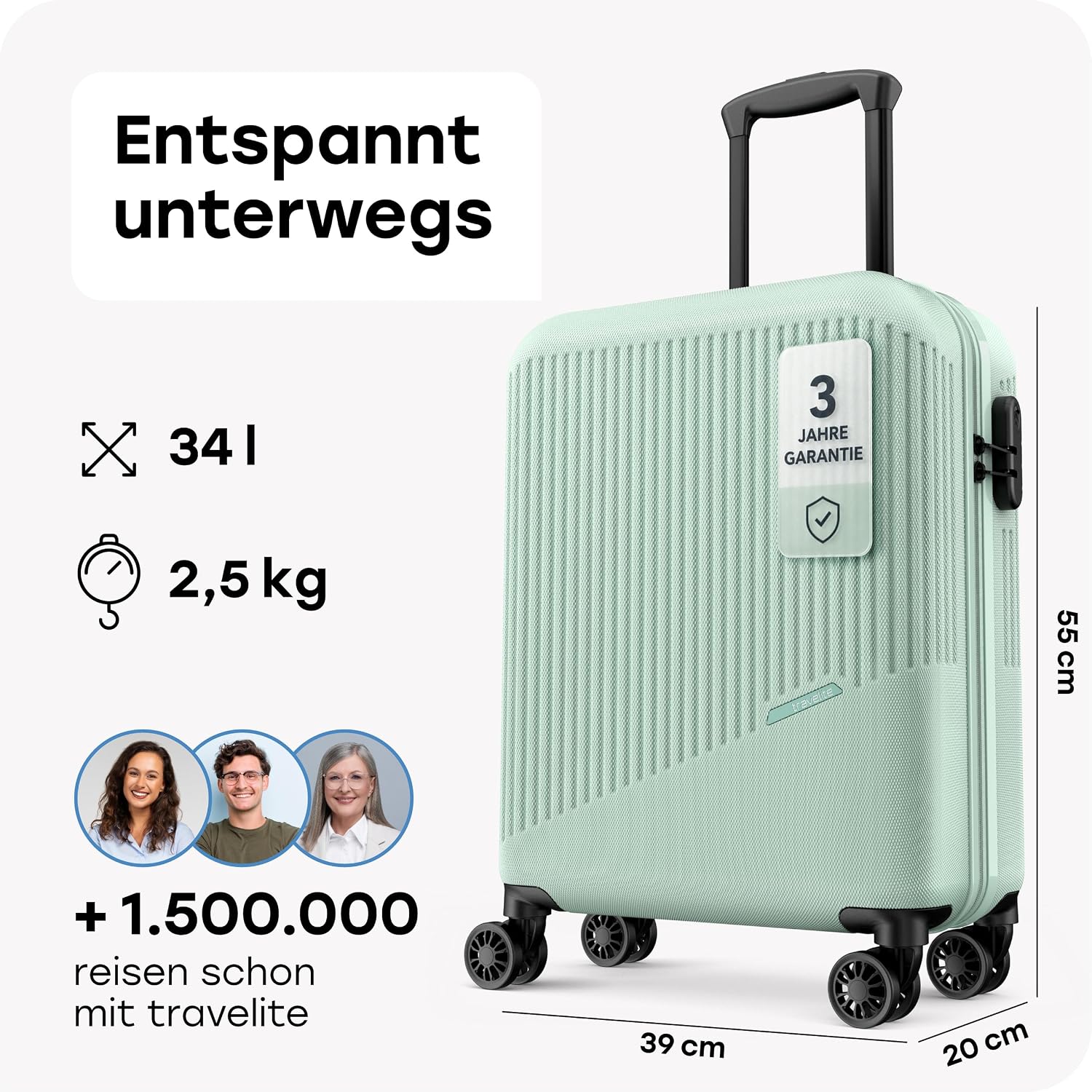 Thumbnail 2 de Travelite Bali Handgepäck Trolley klein – 55×39×20 cm, 34 L, 2,5 kg, Kratzfeste Hartschale