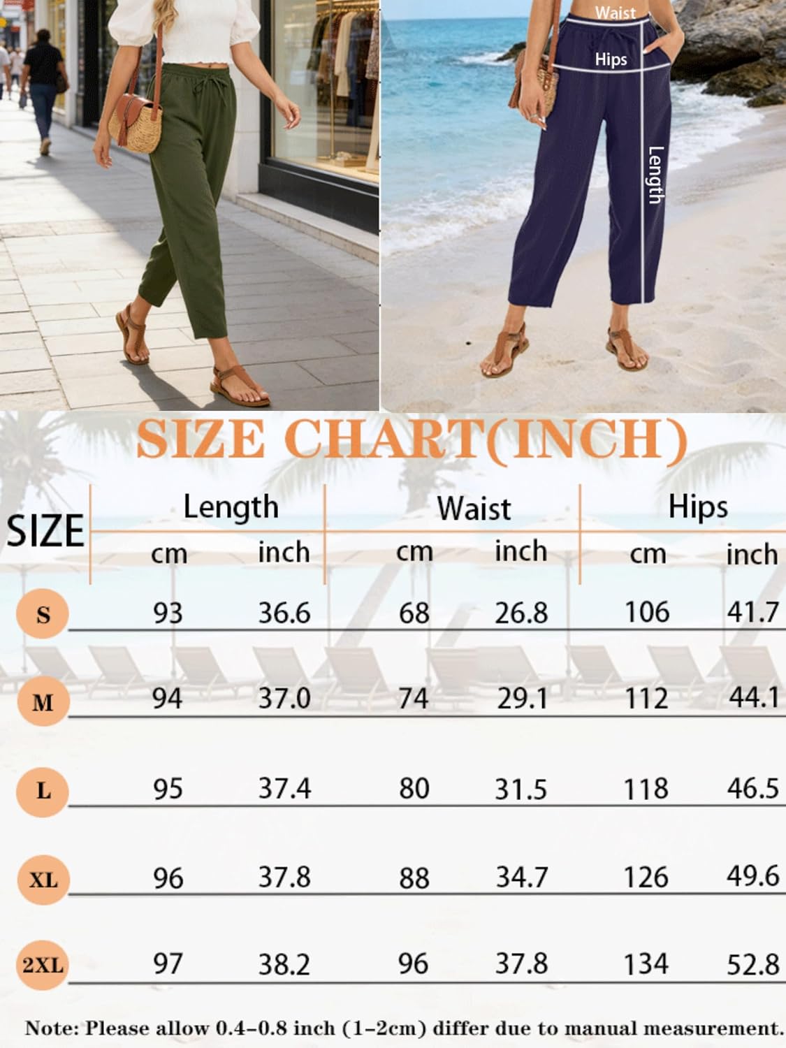 Thumbnail 6 de Enjyam Women's Cropped Barrel-Leg Trousers for Spring Summer