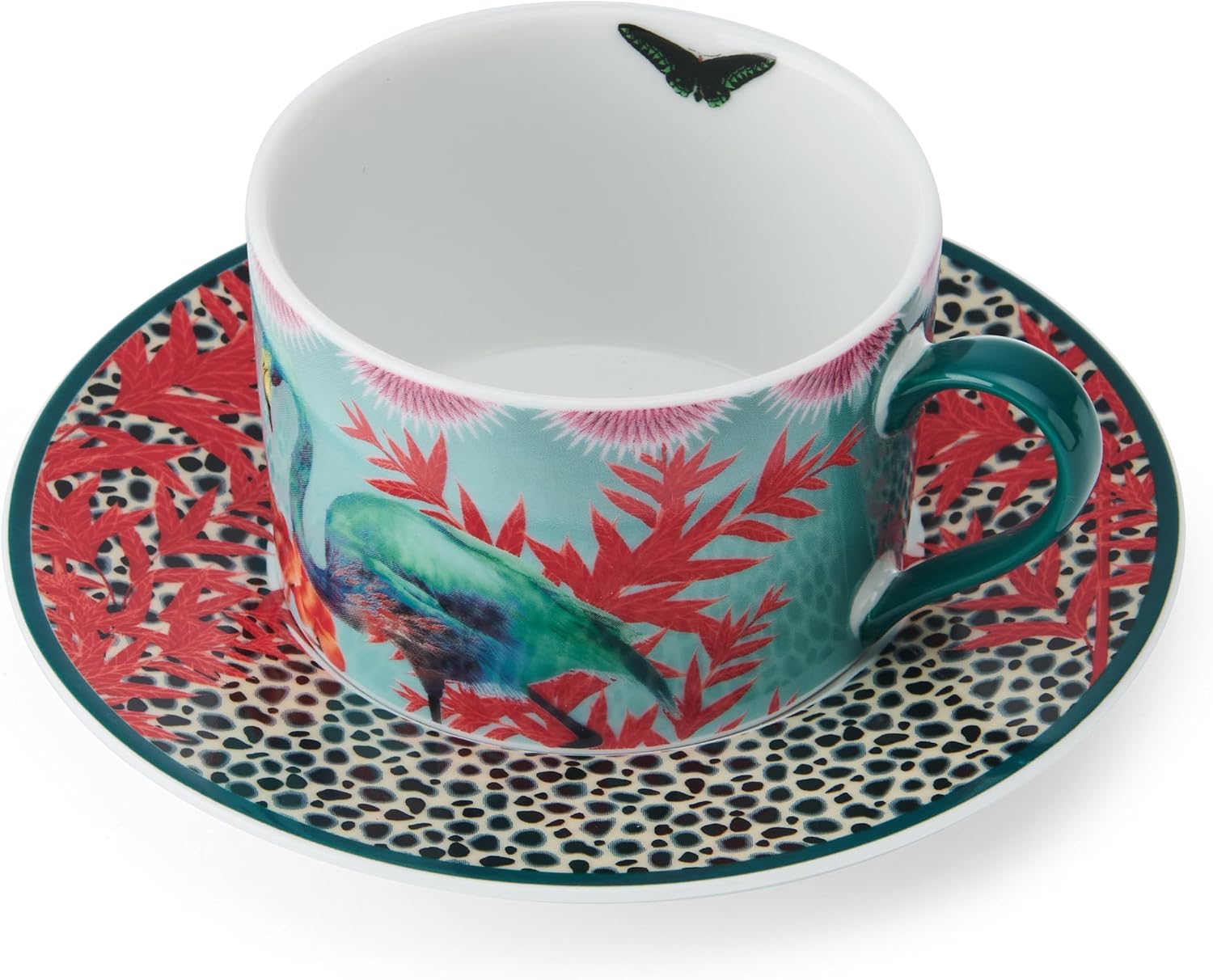 Detalle 1 de Mikasa x Sarah Arnett MKSATCUPBFLY Porcelain Cup and Saucer, 250ml Butterfly Print