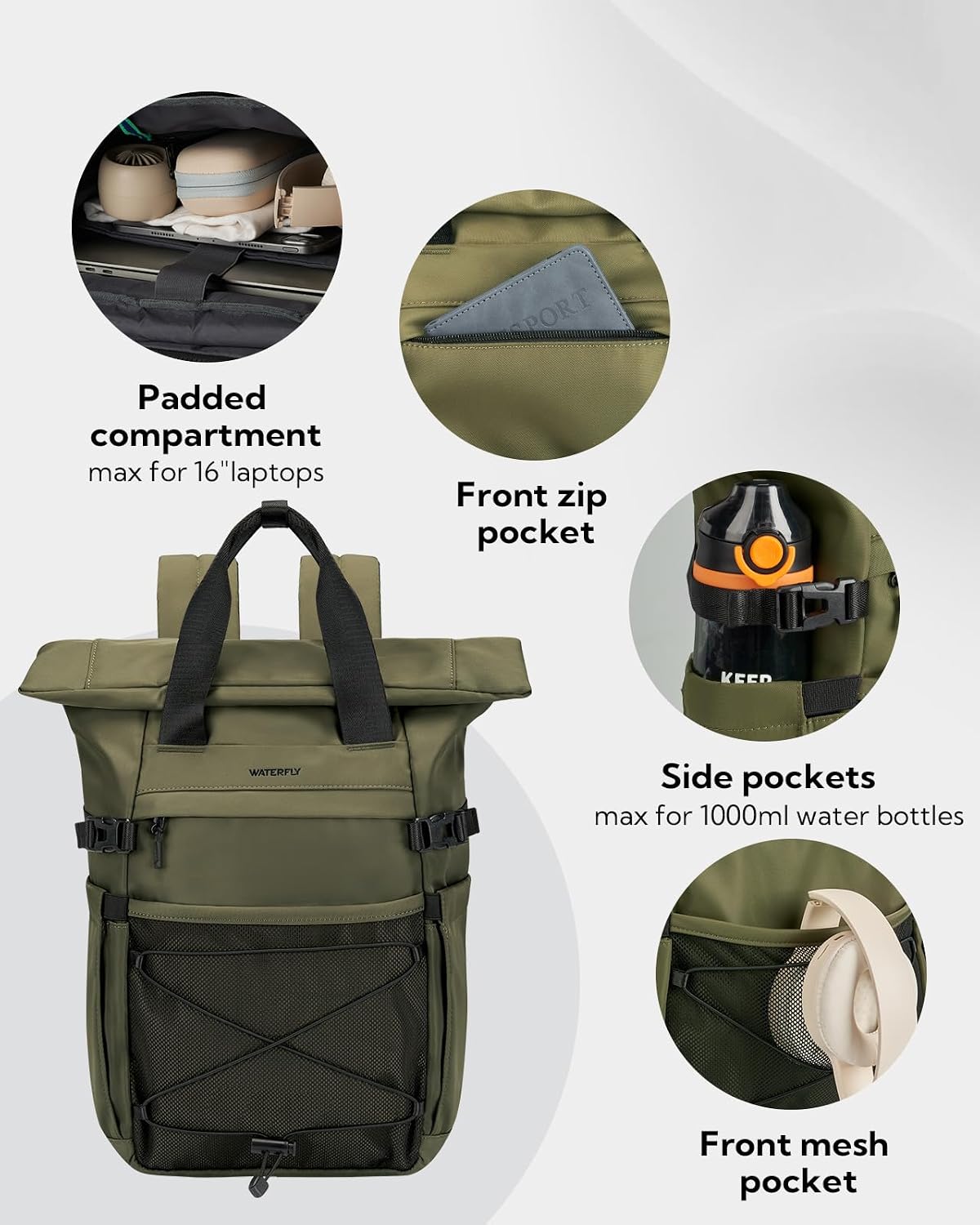 Thumbnail 3 de Waterfly Roll Top Backpack Rucksack