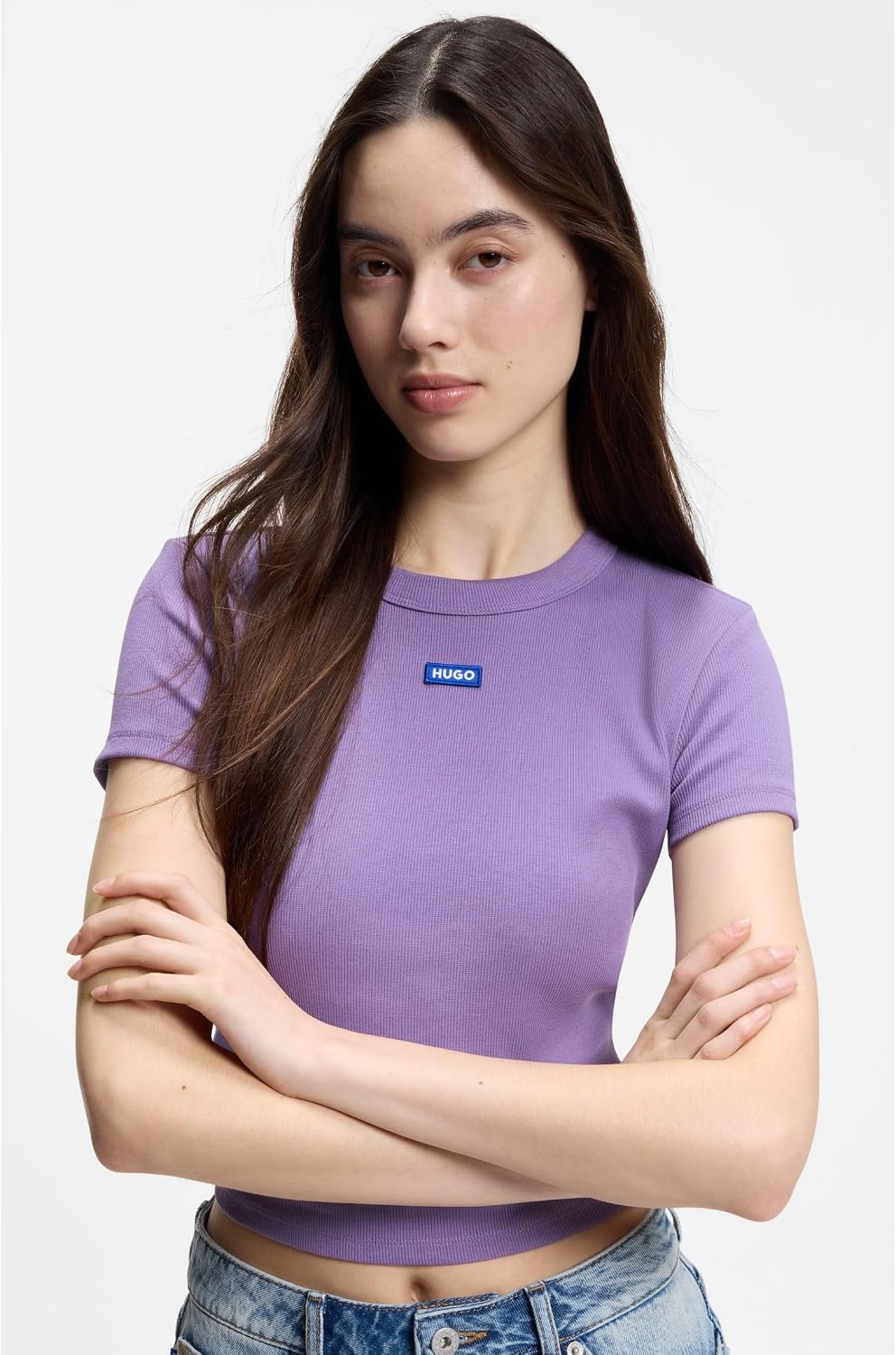Detalle de HUGO Slim-fit Logo T-Shirt in Stretch Cotton