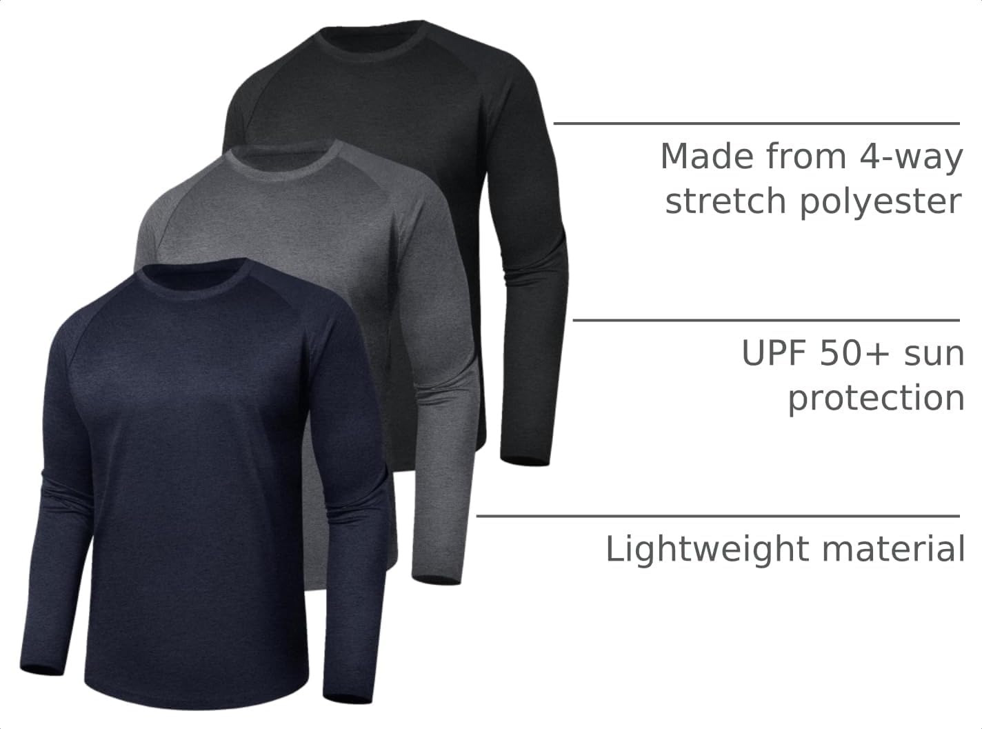 Detalle 2 de 3 Pack Long Sleeve Quick-Dry Shirts for Men ⚙