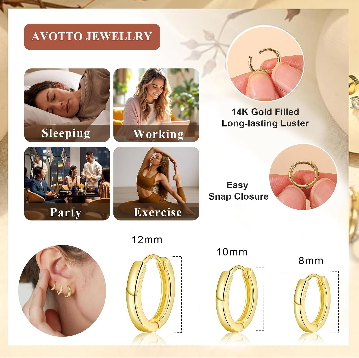 Detalle 2 de AVOTTO 925 Ohrringe Set 3 Paar