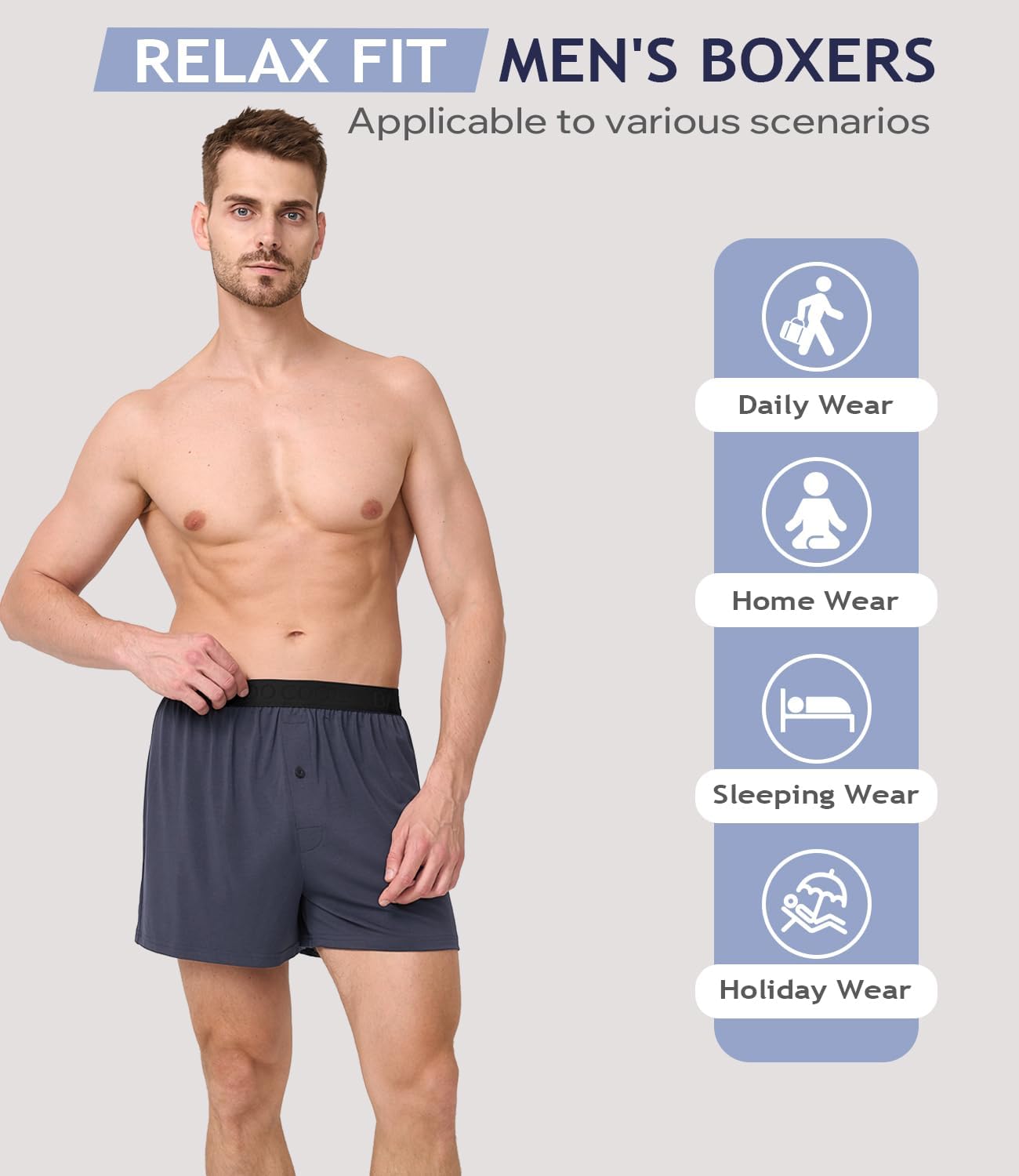 Detalle 1 de Bamboo Cool Men's Boxer Shorts, 4-Pack