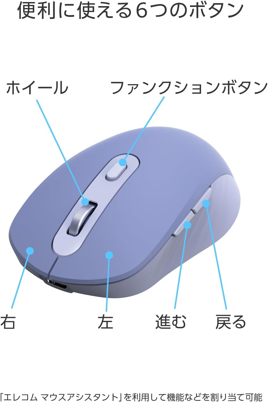 Thumbnail 4 de エレコム M-MY35MBSABU OSMOD Six 静音ワイヤレスマウス 充電式・6ボタン・ブルー