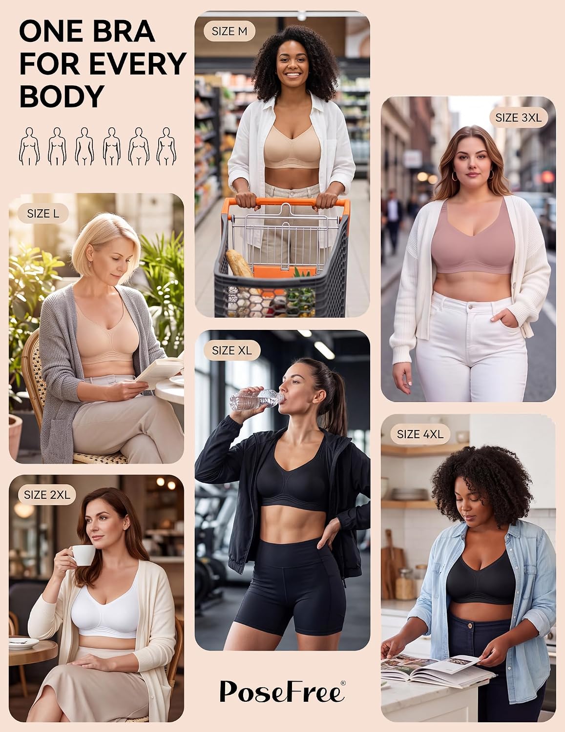 Detalle 2 de PoseFree Wireless Bra in Nylon-Spandex