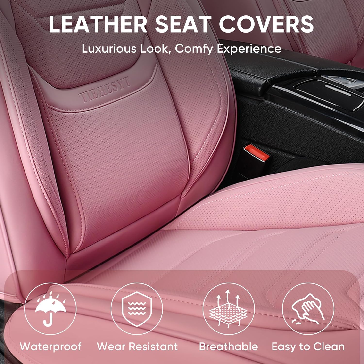 Thumbnail 1 de TIEHESYT Pink Car Seat Covers Full Set 6in Stretch