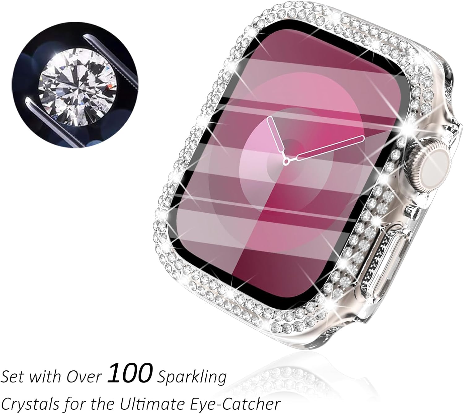 Thumbnail 1 de WINGLE Compatible Apple Watch 41mm (Series 7/8/9) Screen Protector Case with Tempered Glass – Rose Gold/Pink/Clear