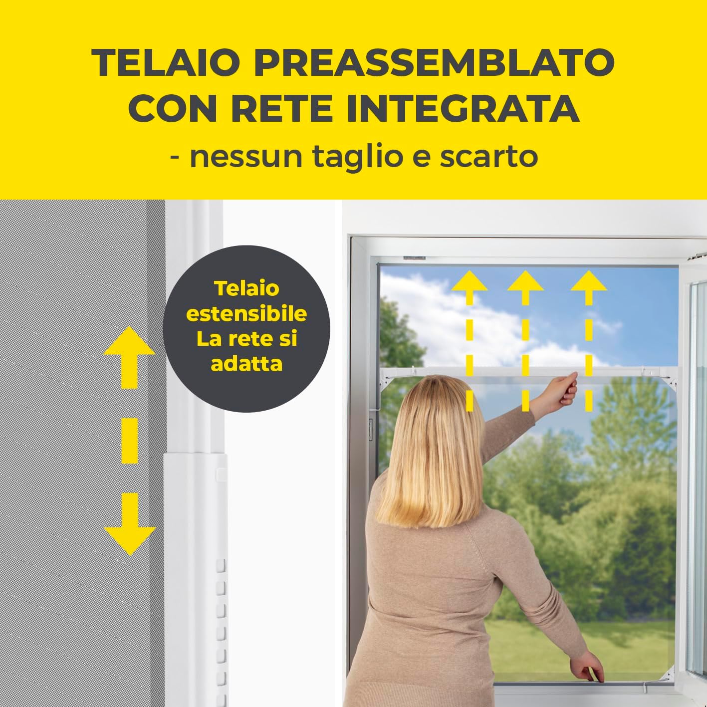 Thumbnail 1 de EASYmaxx Insect Protect zanzariera telescopica per finestre con telaio premontato, bianco