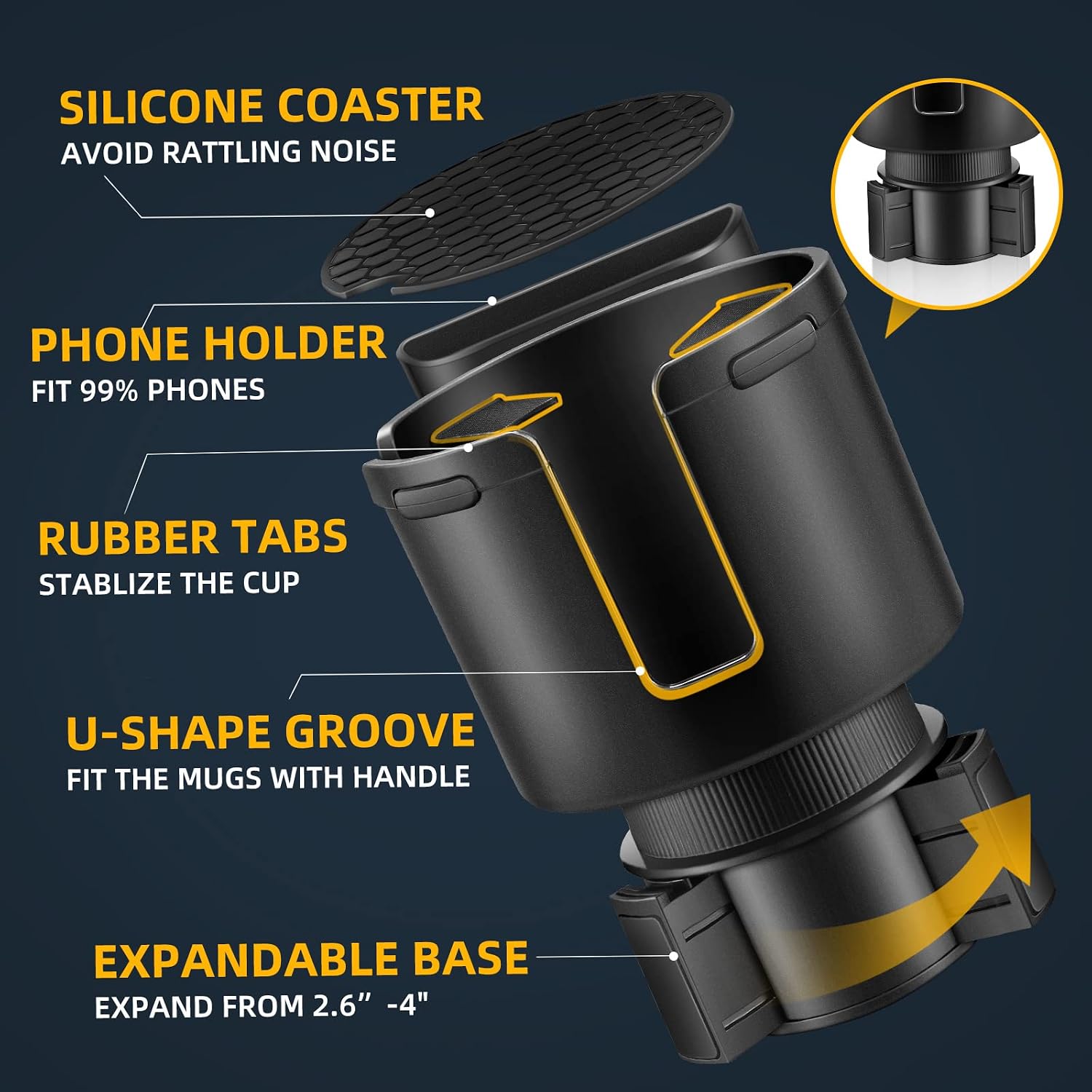 Detalle 2 de TYKOR Car Cup Holder Expander 2.7-4.2