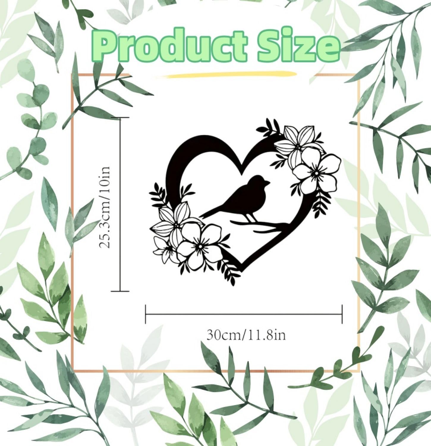 Detalle de BGJJGT Metal Bird Wall Decor (Black), Heart-Shaped Garden Wall Art for Outdoor & Indoor Walls