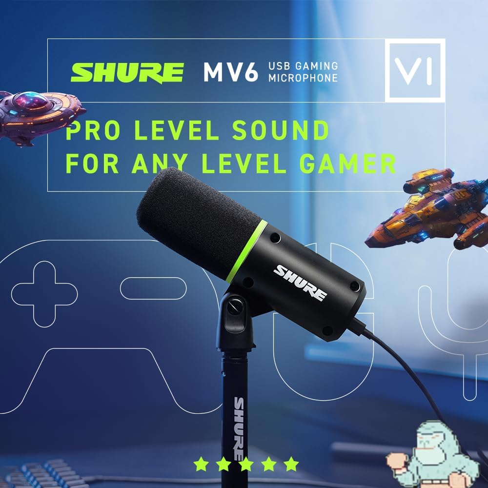 Thumbnail 2 de Shure MV6 Gaming Microphone (Dynamic USB Mic) with Tap-to-Mute, Noise Denoiser, and 3.5mm Headphone Monitoring