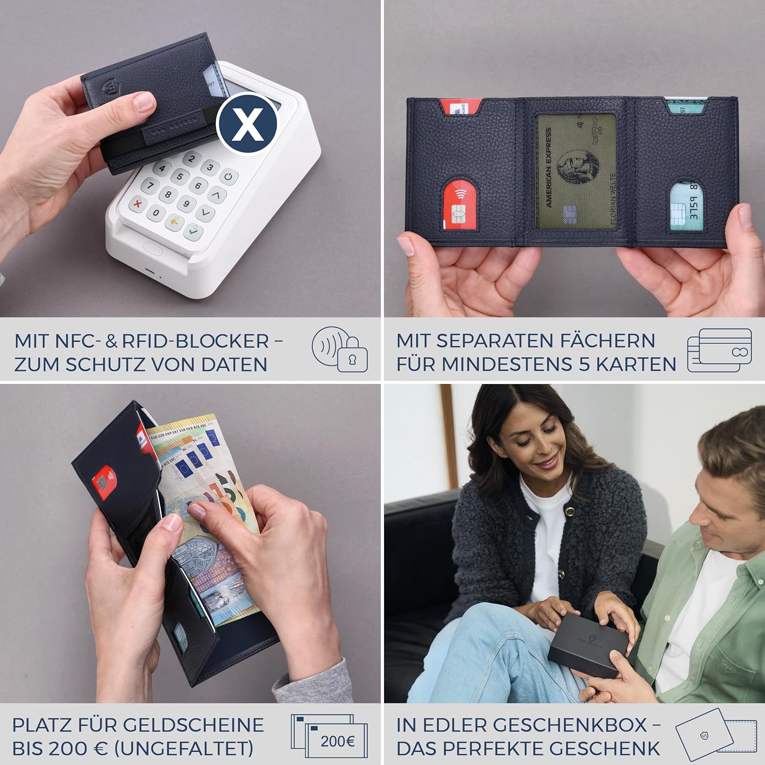 Detalle 2 de VON HEESEN Slim Wallet Geldbörse mit RFID-Schutz