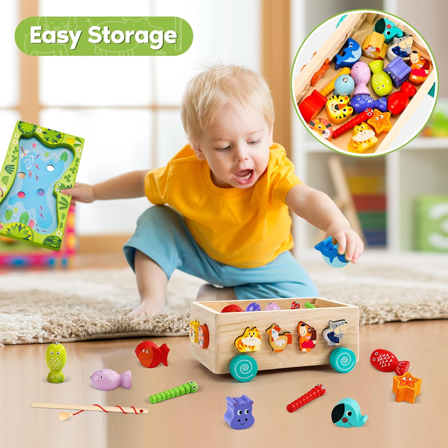 Thumbnail 4 de Montessori Wooden 6‑in‑1 Learning Toy 🎣