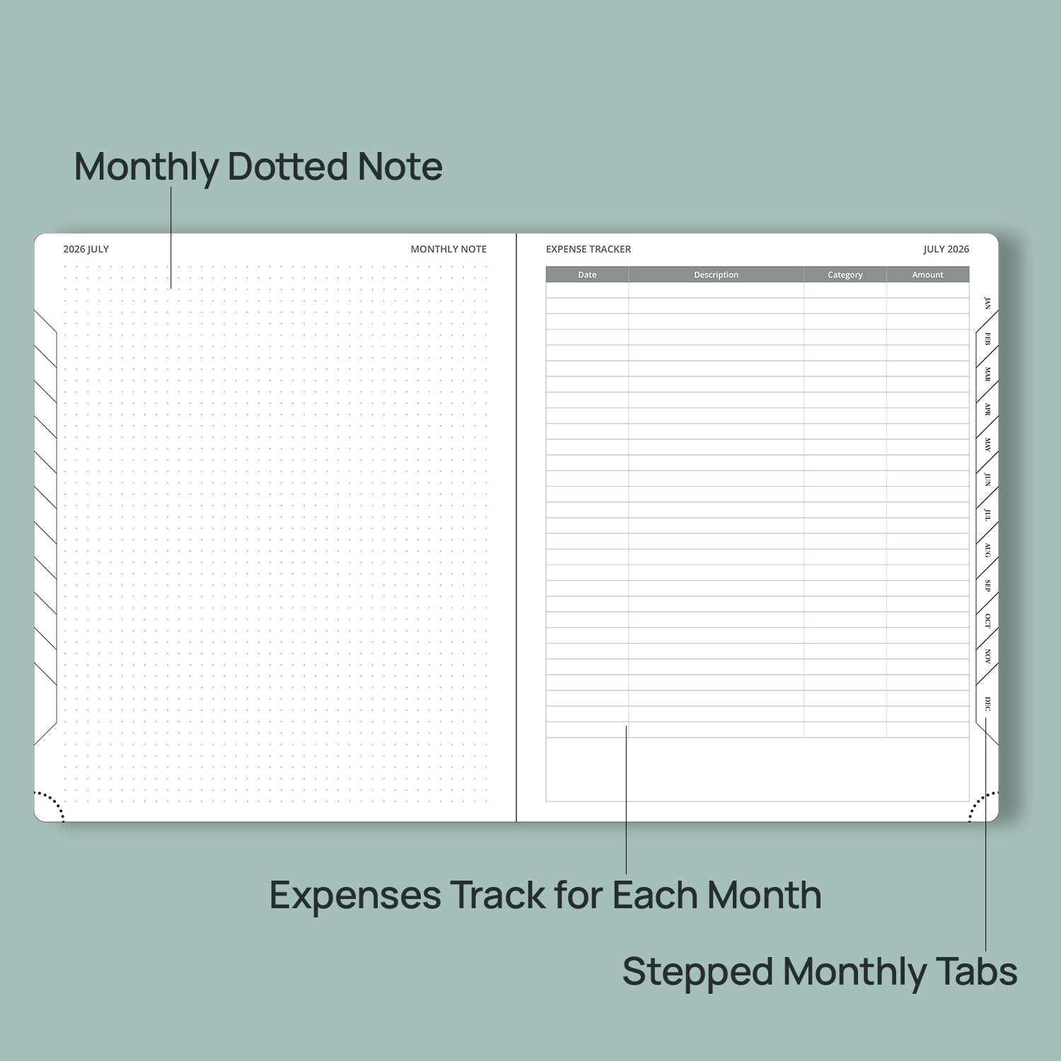 Detalle de PRONOUNCEDly organised: POPRUN Month to View Academic Diary 2026–2027 (Large) in Pink