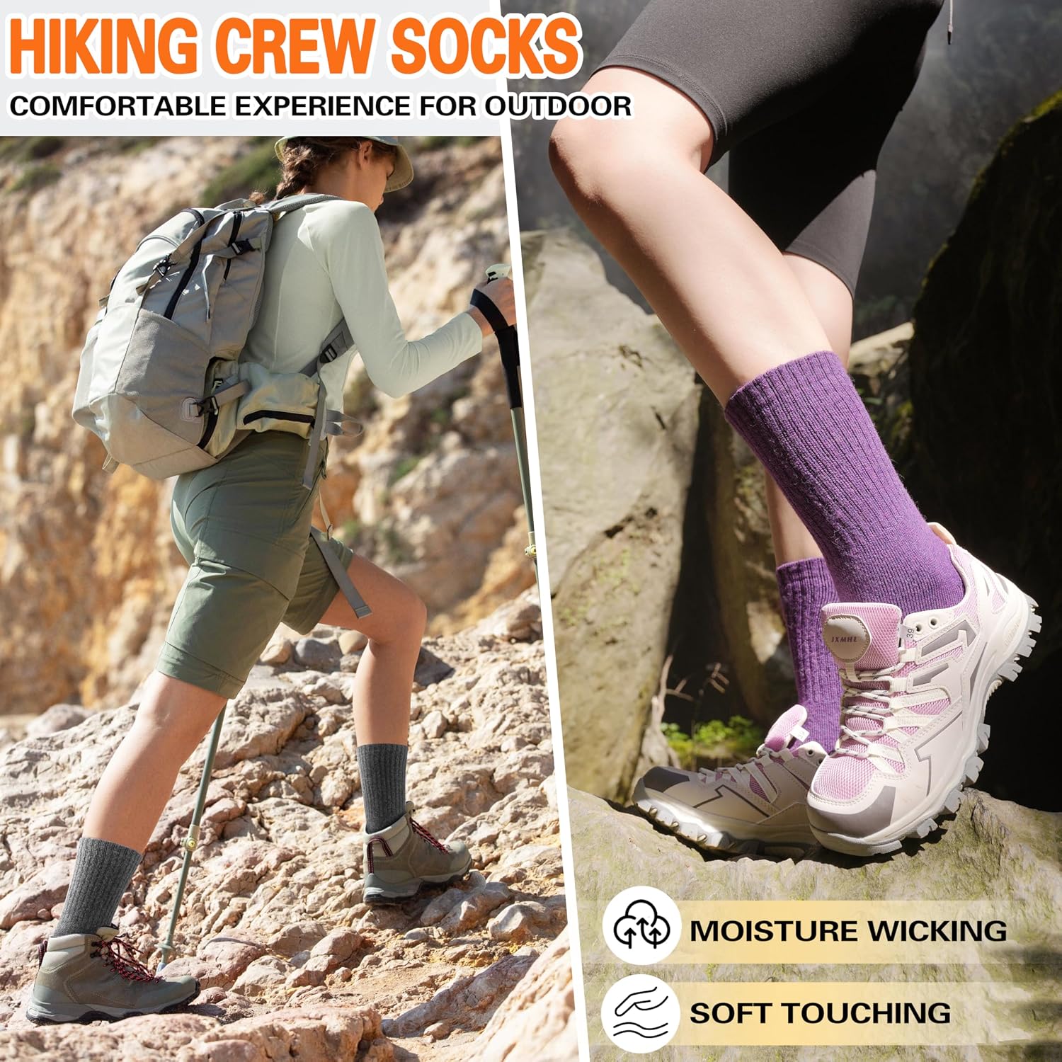 Detalle 2 de Sandsuced Womens Merino Wool Thermal Socks 5 pairs