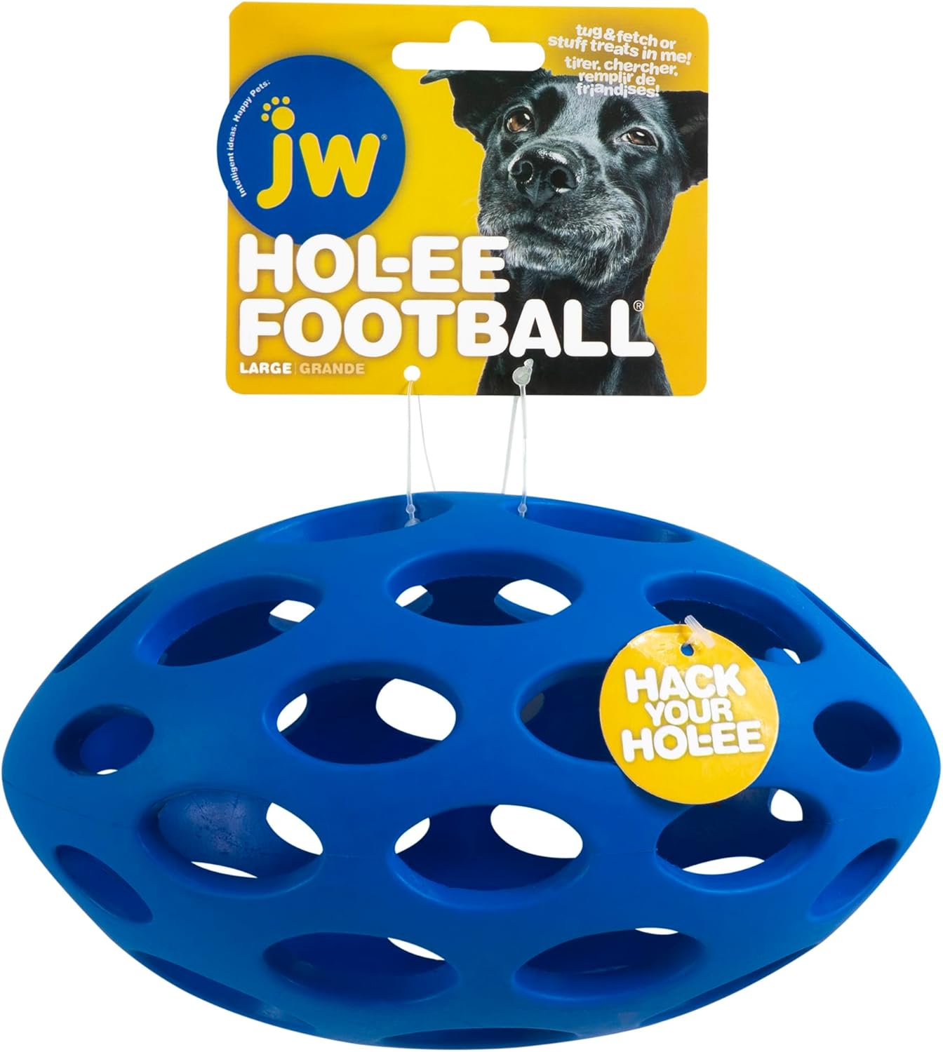 Detalle 2 de JW Pet SPHERICON Football Shaped Chew and Treat Fetch Dog Toy – Medium (6 inch)