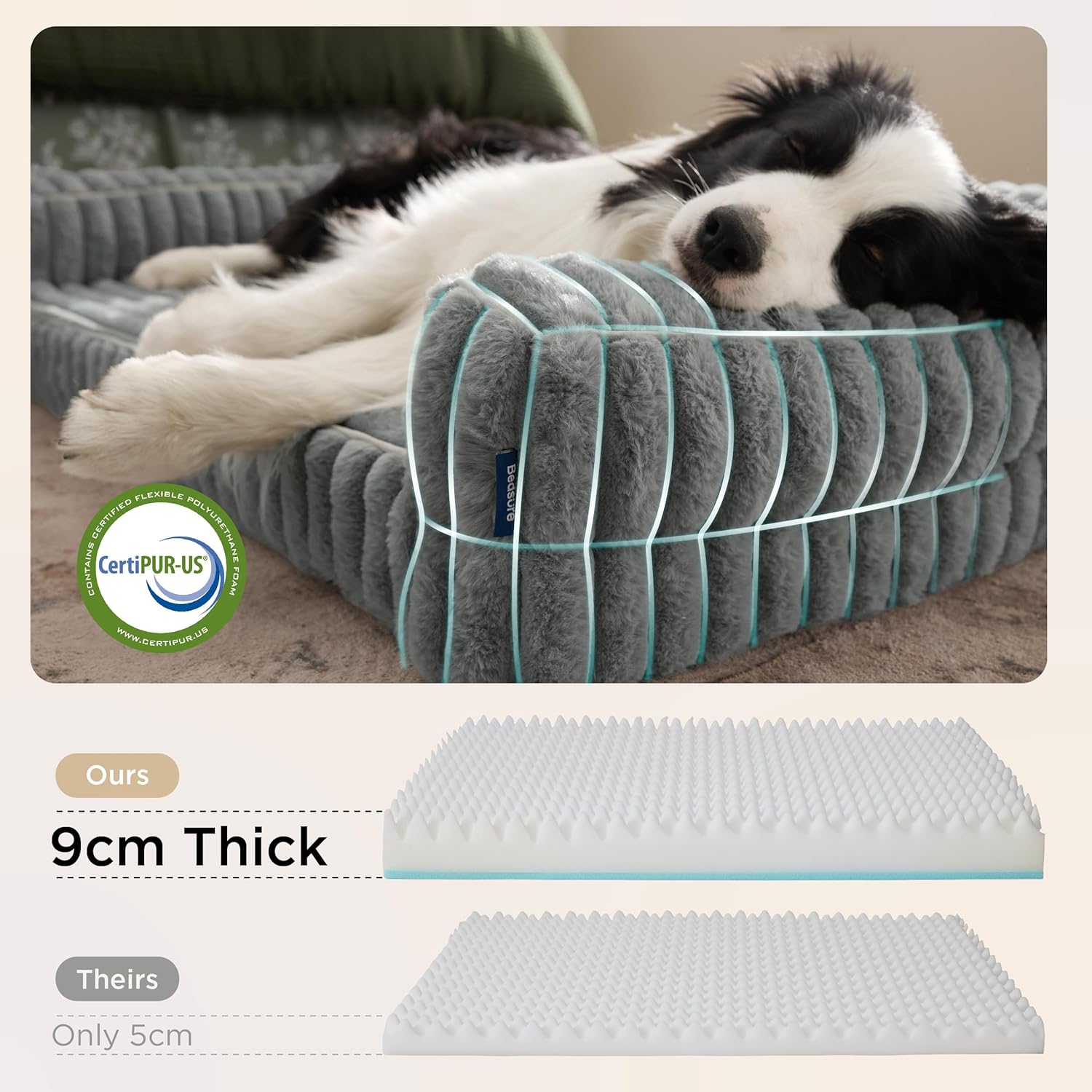 Detalle de BEDSURE orthopädisches Hundebett 89×64×18 cm