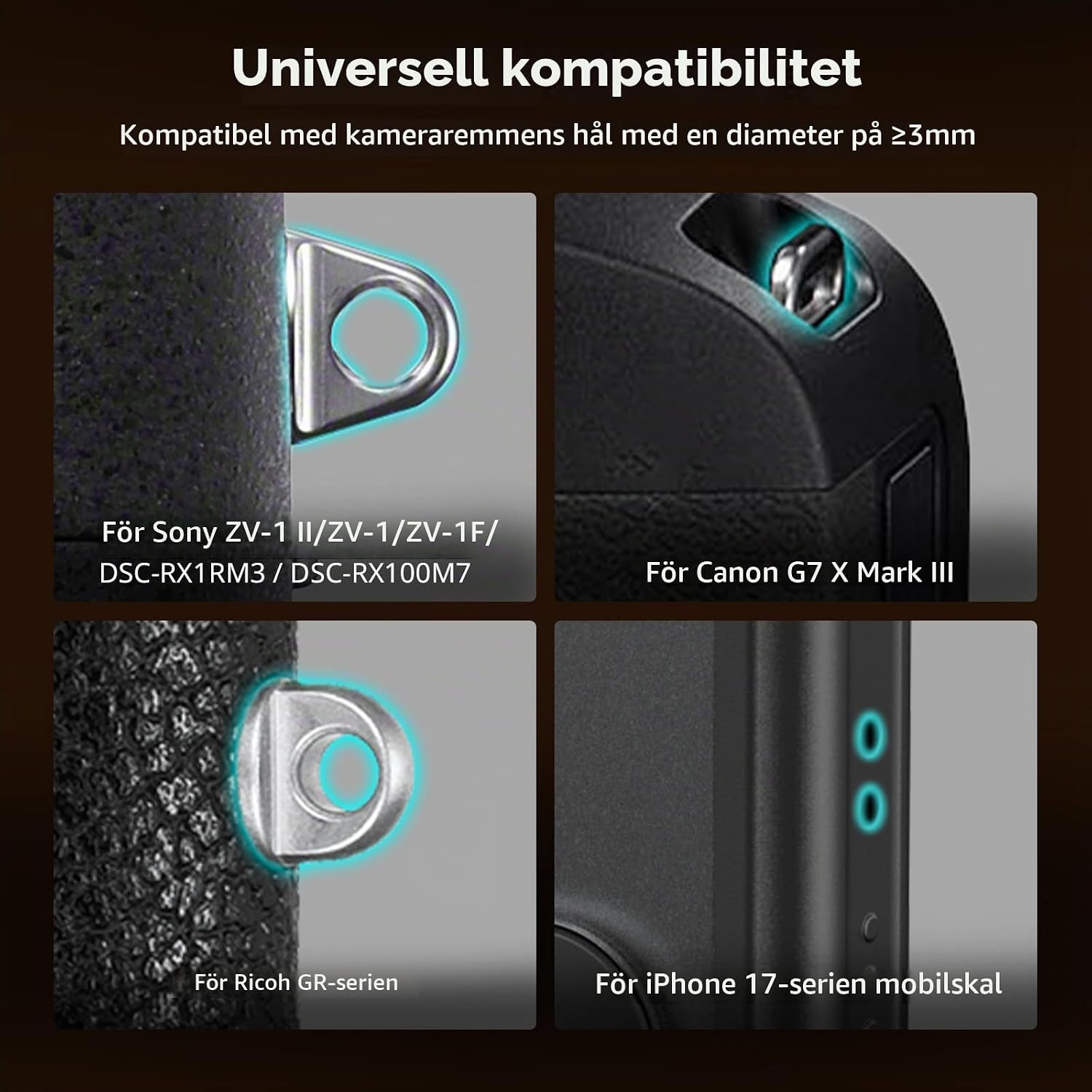 Detalle de SMALLRIG 5683 handledsrem i äkta läder med justerbar passform