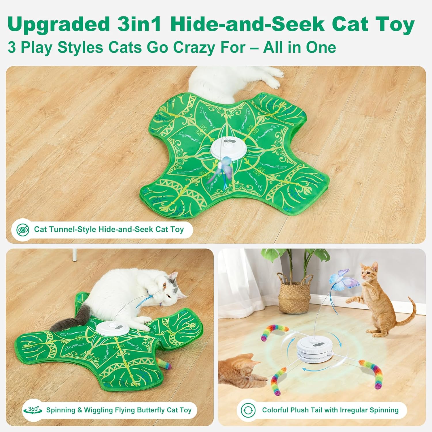 Thumbnail 1 de Qraxond Interactive Cat Toys for Indoor Cats (Rechargeable Touch-Activated Hide and Seek Kitten Toy)