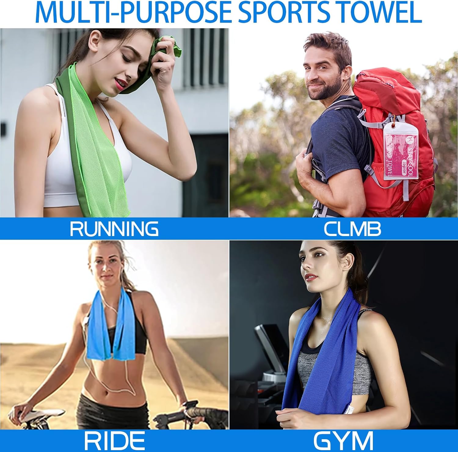 Thumbnail 4 de WIURGOHA 6-Pack Cooling Towels for Neck and Face (40x12in) – Microfibre gym cooling wraps