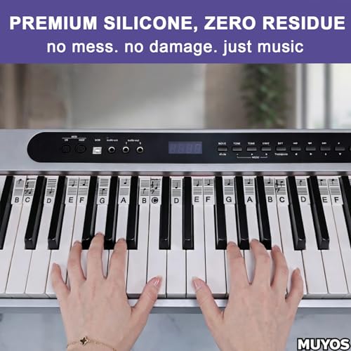 Thumbnail 3 de MUYOS Silicone Piano Key Labels Removable - 88 Black Stickers for Keyboard