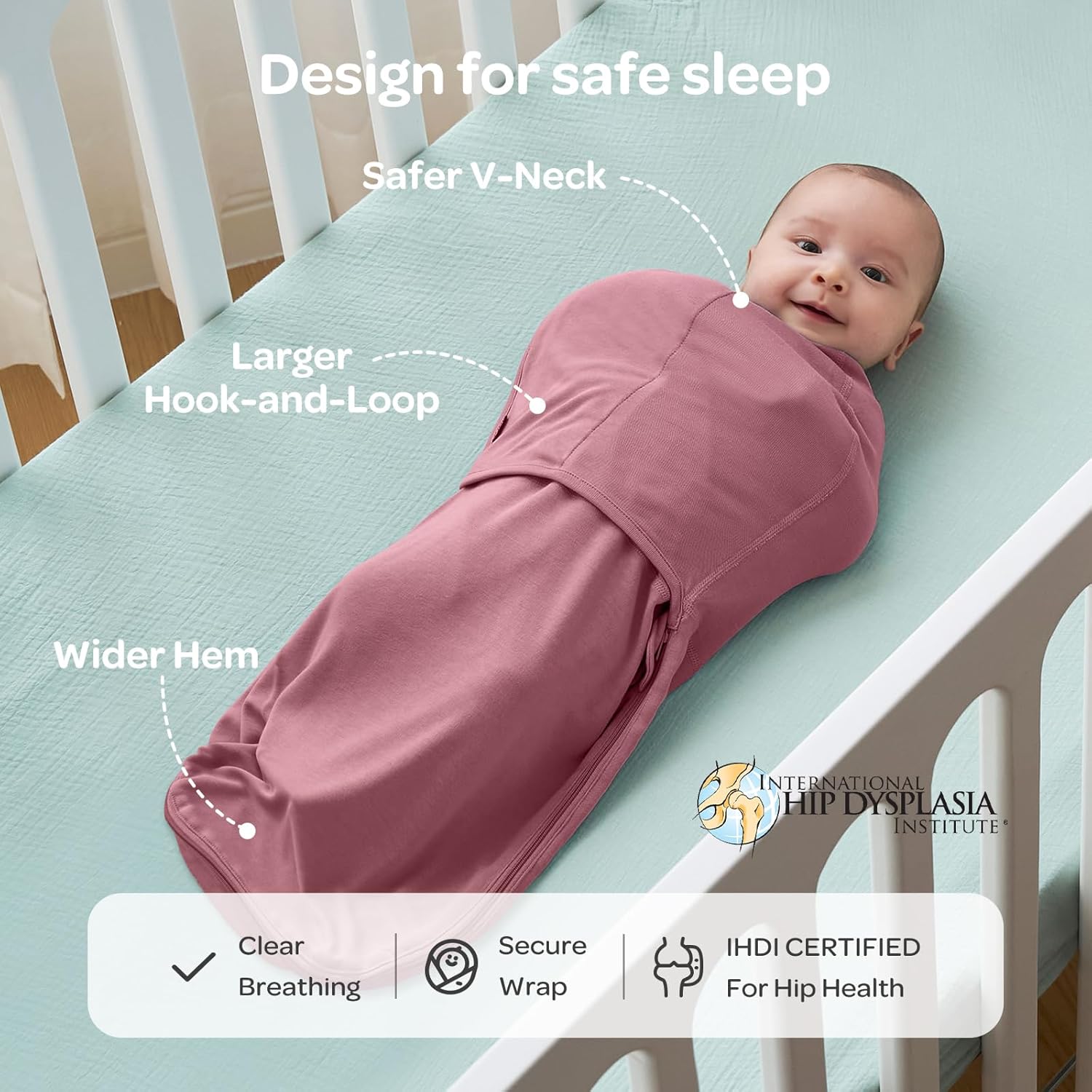 Thumbnail 3 de Momcozy Swaddles for Newborns (0–3 Months) Quiet Fastener Sleep Sack, Bloom, 2-Pack