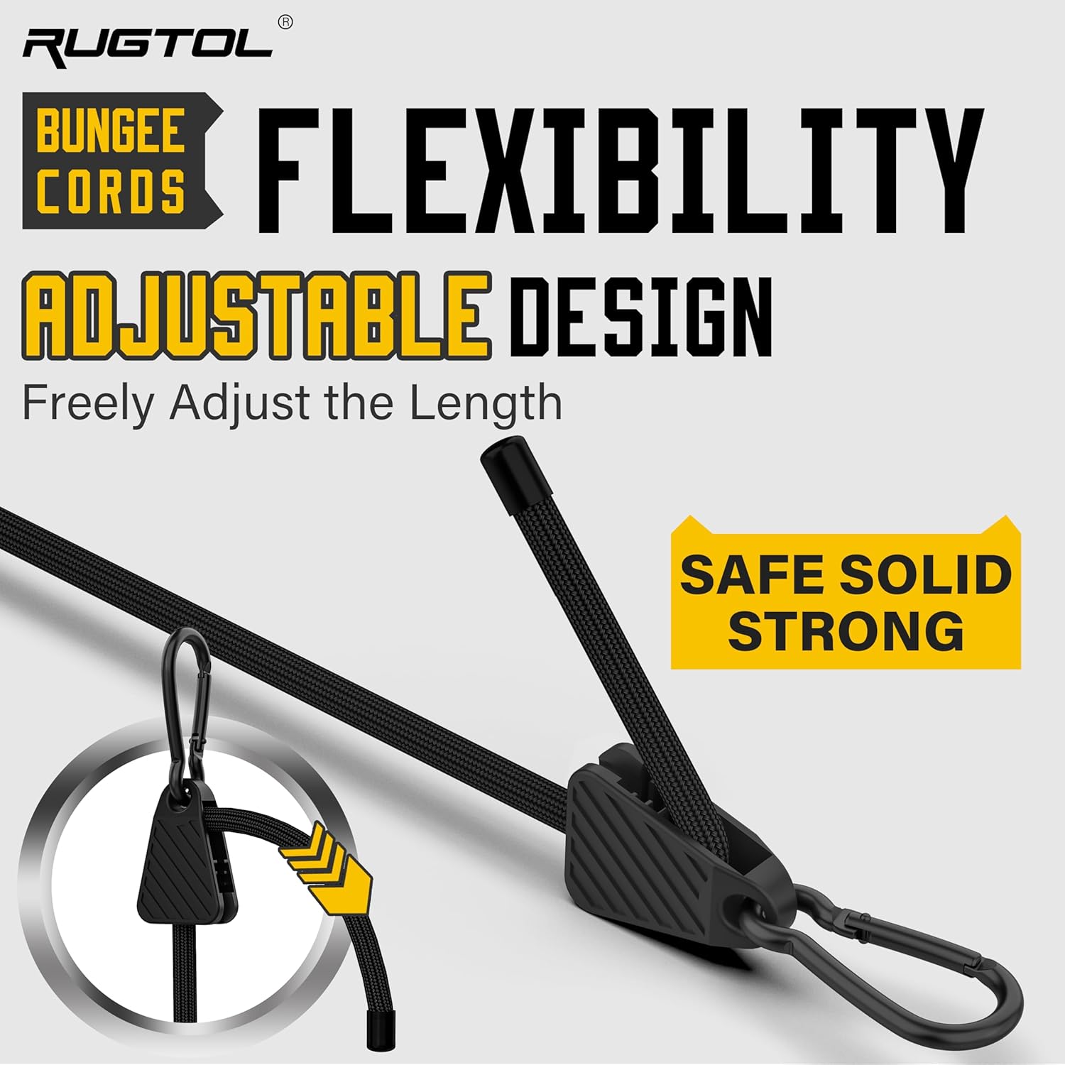 Thumbnail 2 de Rugtol Adjustable Bungee Cords with Hooks (6 Pack) – Heavy Duty, 7"–48" Flexibility for Cargo, Camping, and More