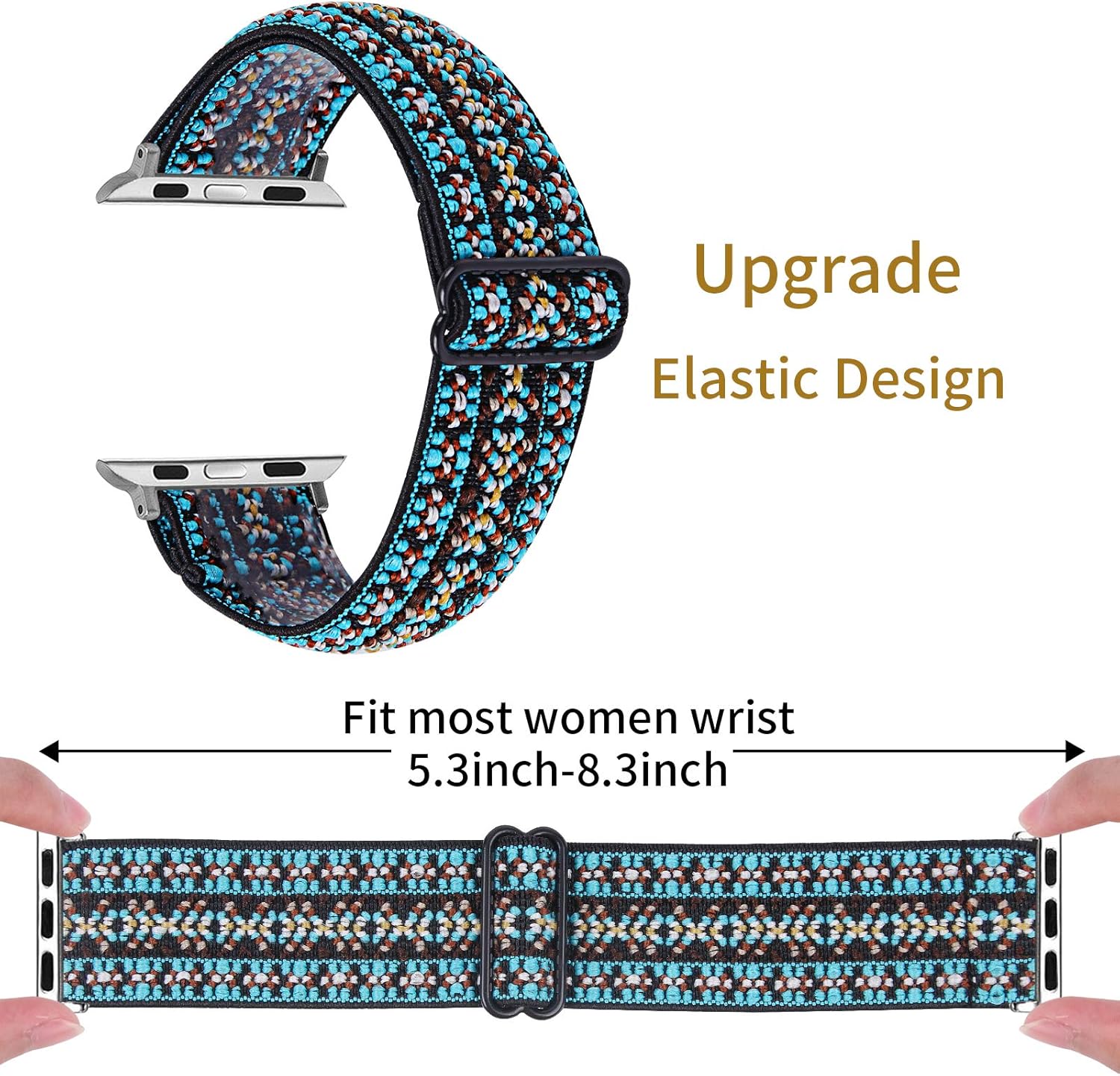 Thumbnail 2 de TRISTRAPS adjustable elastic nylon replacement strap for Apple Watch Ultra 49mm and Series SE/8/7/6/5/4/3 (various sizes)