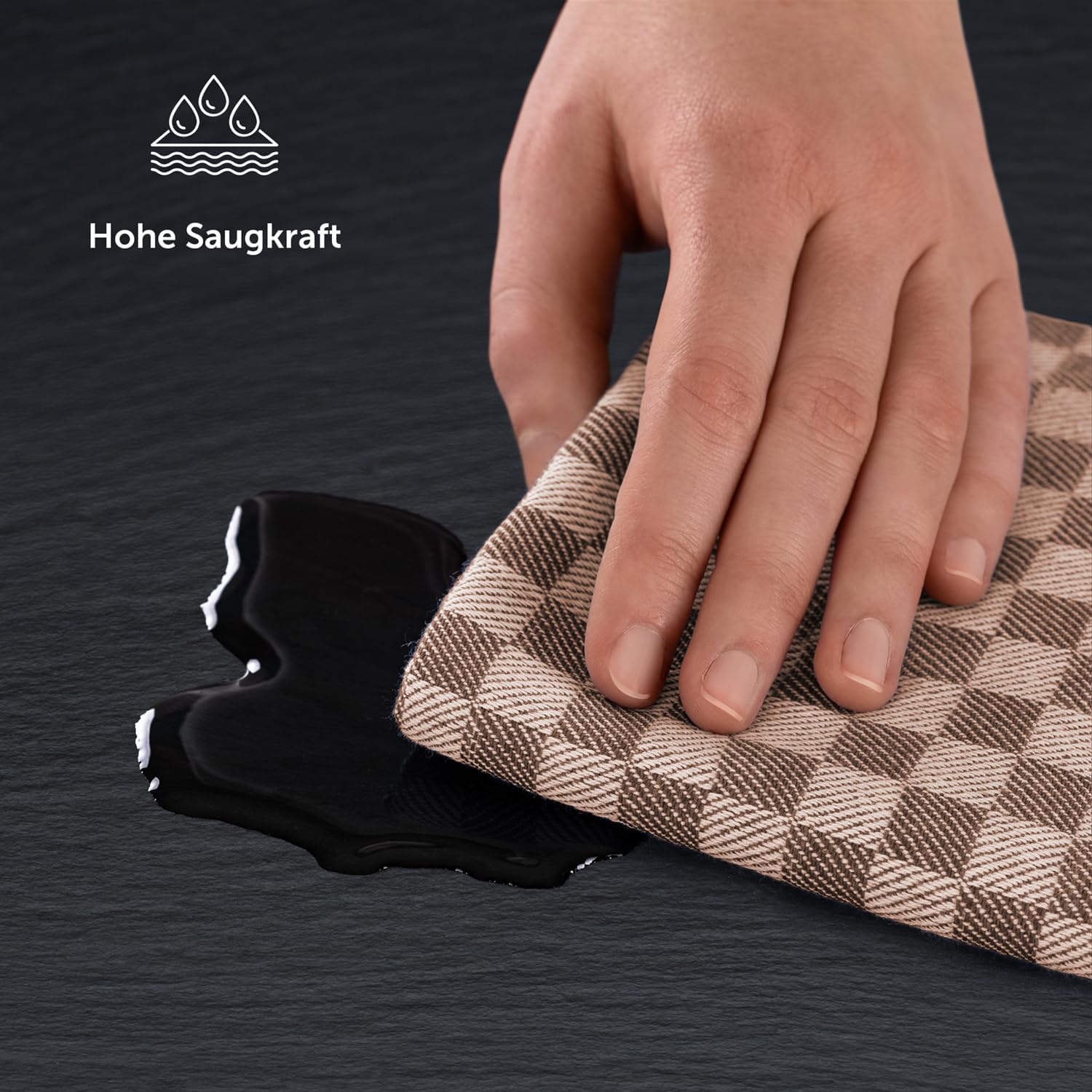 Detalle de Blumtal Geschirrtücher Baumwolle 50x70 cm im 5er Set – Oeko-TEX, waschbar 95 °C, braun