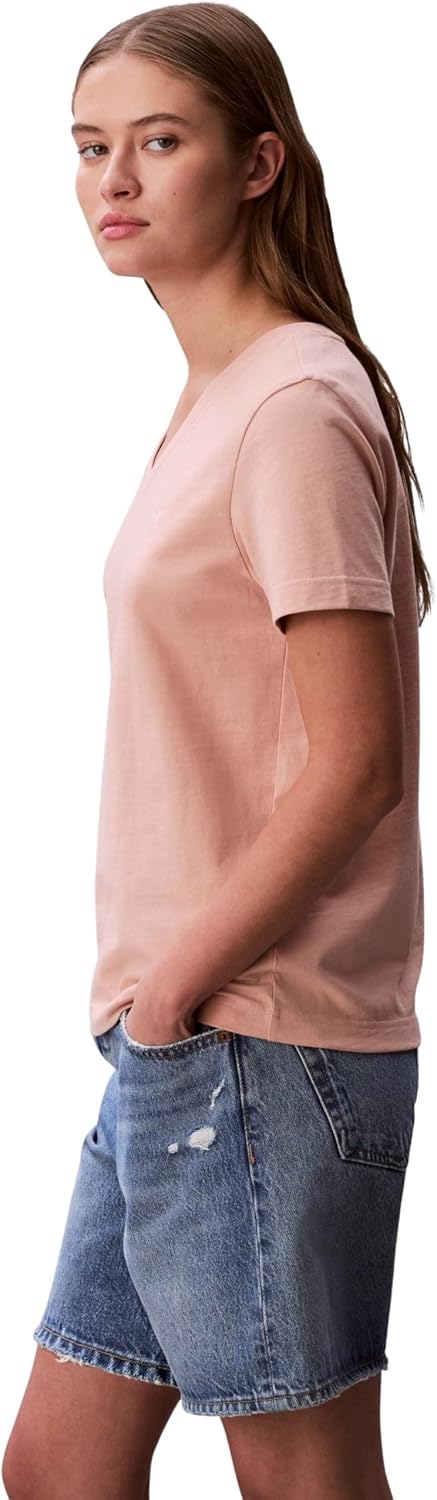 Detalle de T-shirt manches courtes femme Calvin Klein Archive Jersey Tee à col en V
