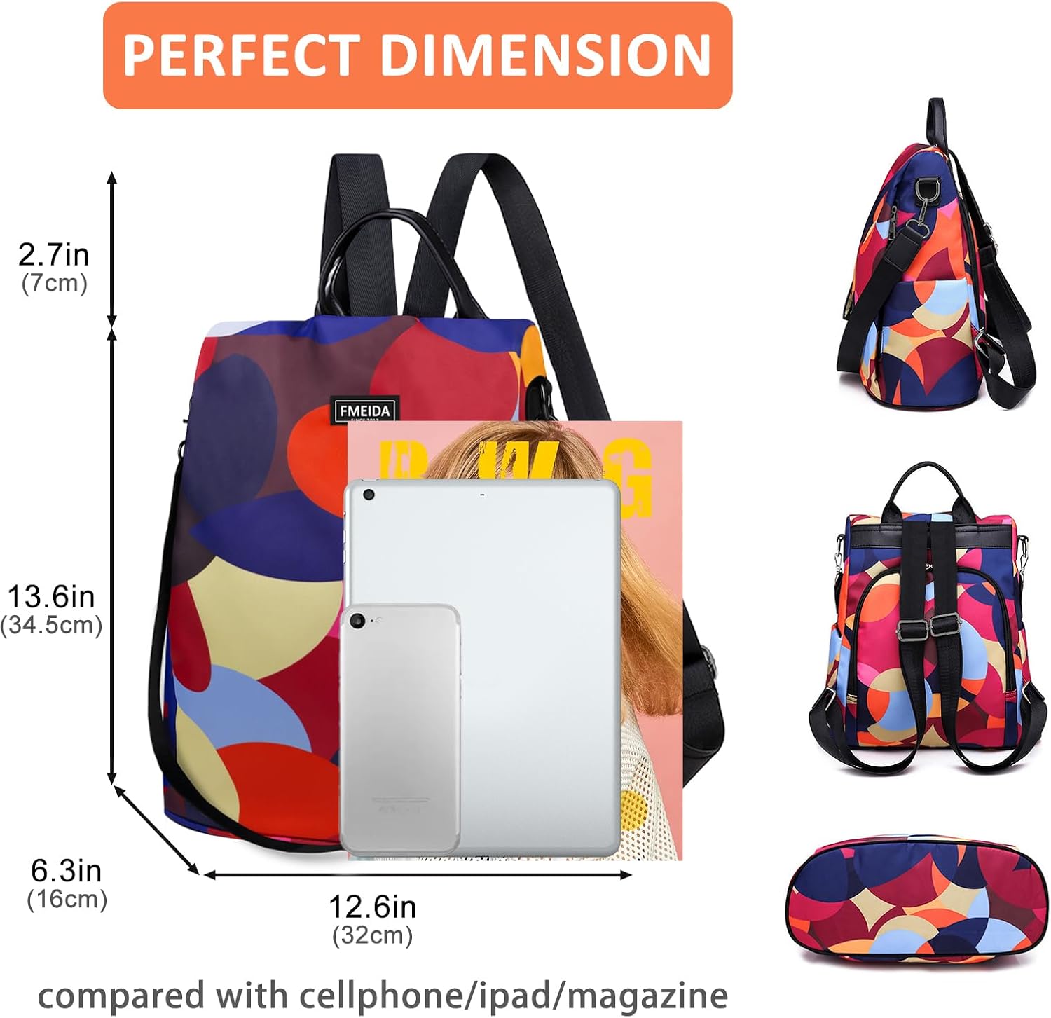 Thumbnail 2 de Fmeida Backpack Womens Anti Theft Travel Rucksack
