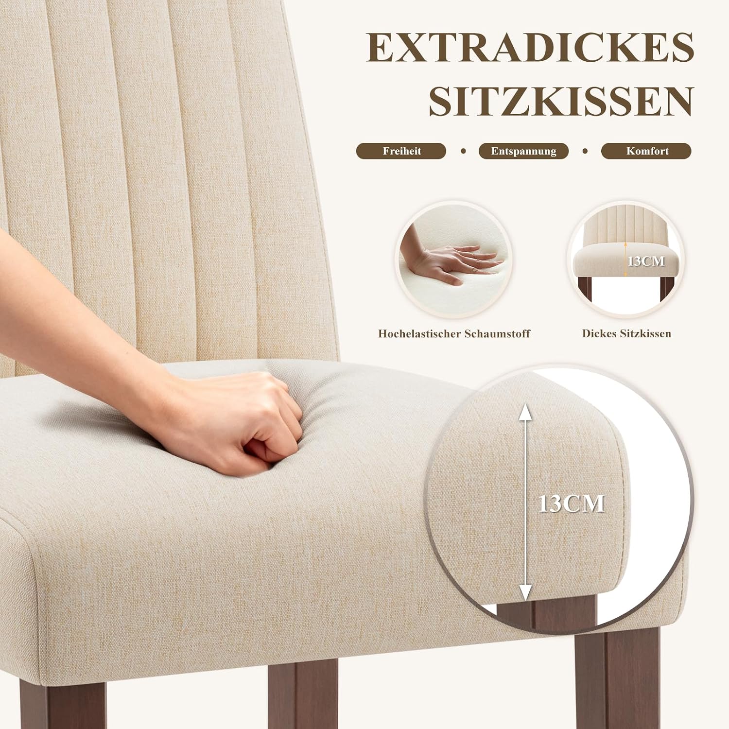 Thumbnail 3 de COLAMY Esszimmerstühle 4er Set Beige