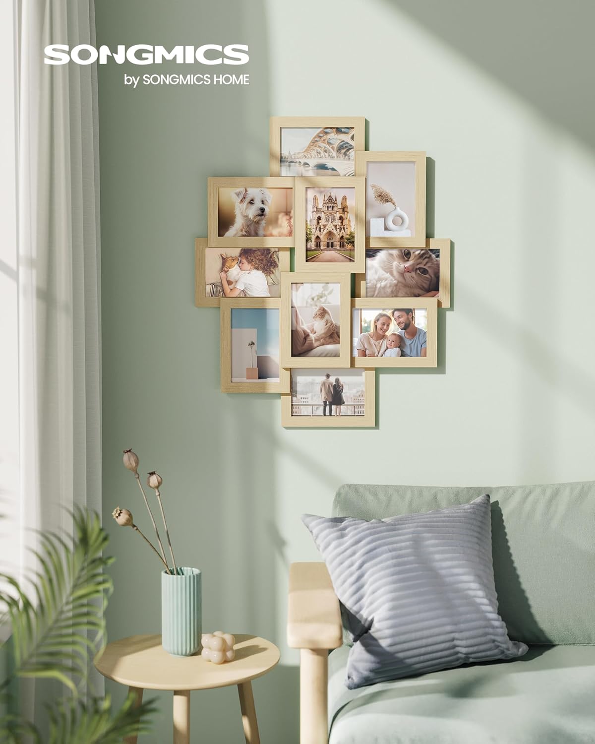 Thumbnail 1 de SONGMICS Bilderrahmen-Collage 10er Set – 10 x 15 cm Fotos, MDF & PS, naturbeige (RPF020N01)