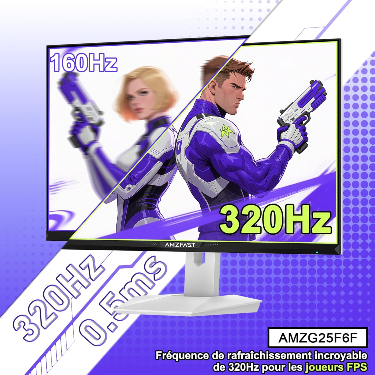 Detalle de AMZFAST AMZG25F6F Gaming-Monitor (25 Zoll, 1920x1080, 320 Hz, Fast IPS, Adaptive Sync)