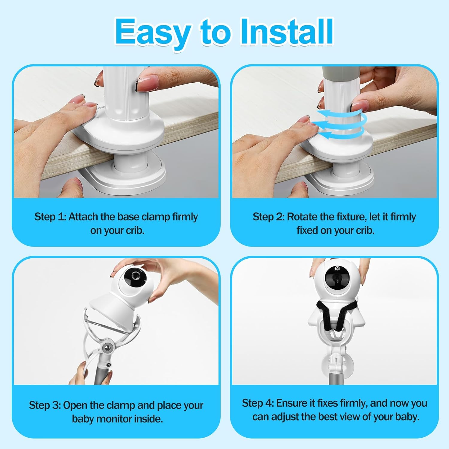 Thumbnail 5 de BURNNOVE Supporto universale per baby monitor a collo di cigno, installazione senza forare fino a 85 cm