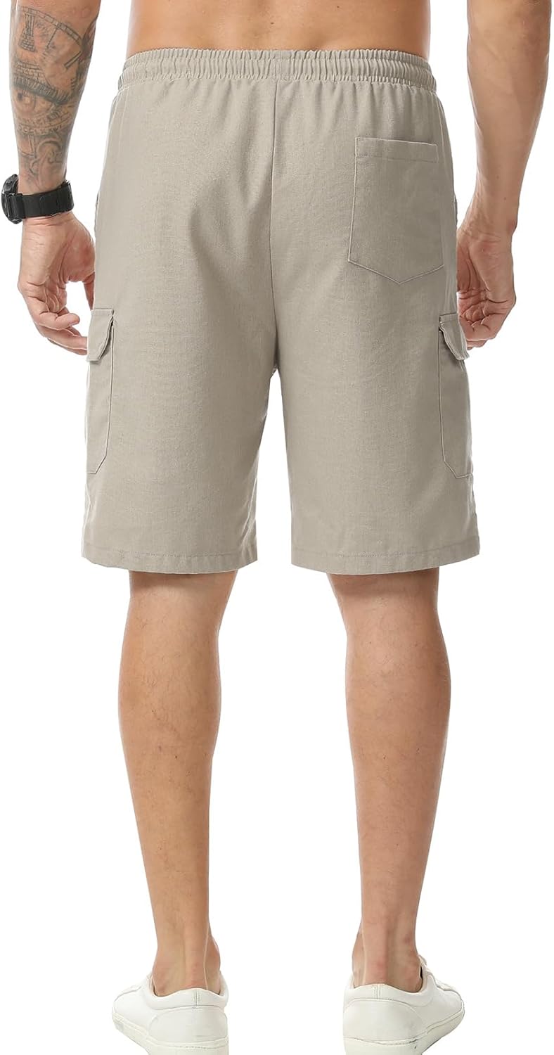 Thumbnail 3 de Zetieny Herren Leinen Shorts Casual Sommer – Atmungsaktiv, elastischer Bund & praktische Taschen