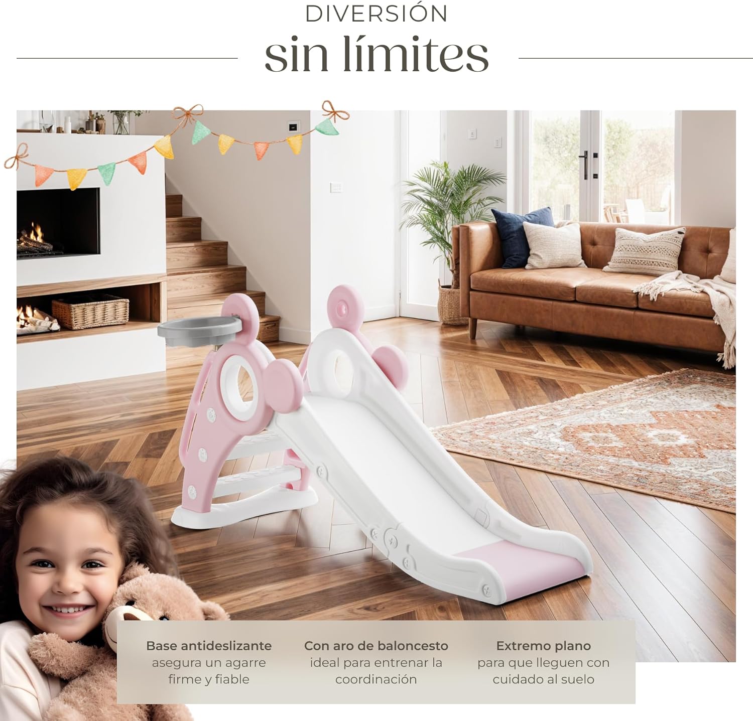 Thumbnail 6 de tectake® Tobogán Plegable con Canasta y Escalada Infantil 🛝
