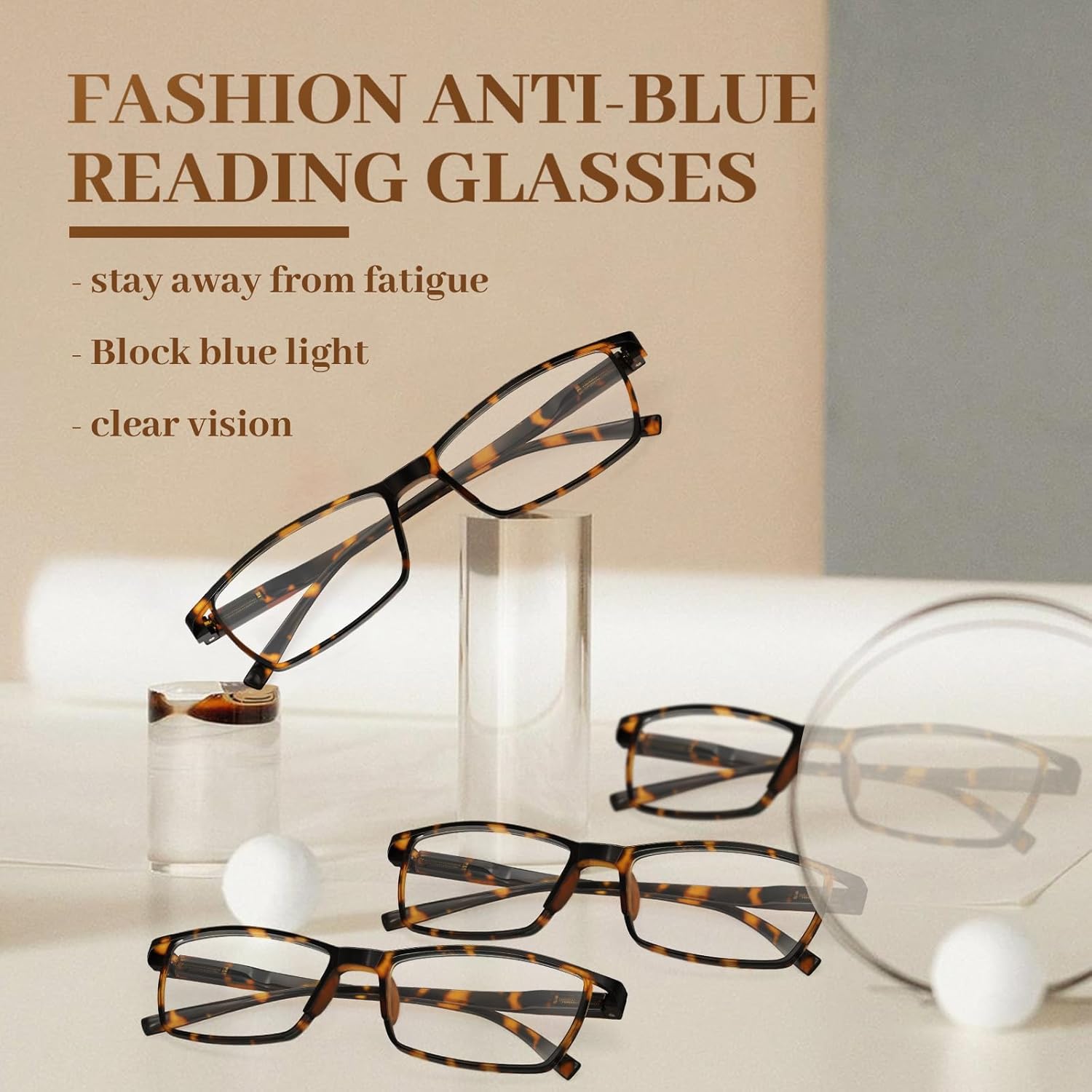 Thumbnail 1 de LUFF 4Pcs Anti-Blue-Ray-Lesebrille: Ultraleicht, 4er Pack mit umfangreichem Set