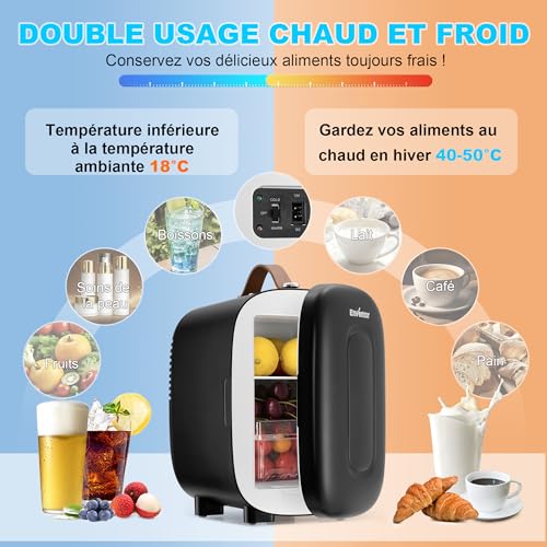 Detalle 2 de Enventor Mini Frigo 4L — refroidissement et chauffage nomade, 12V/230V, Noir