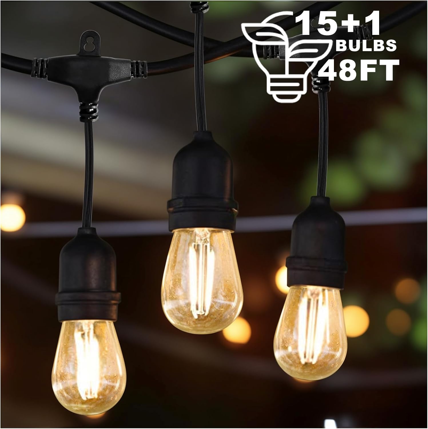 Thumbnail 3 de BRIMAX Outdoor String Lights 49FT heavy-duty waterproof set with 15 E27 sockets
