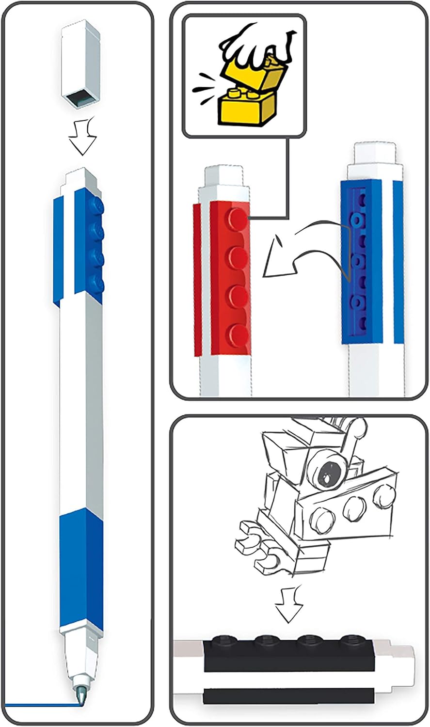 Thumbnail 3 de IQ LEGO cancelleria – Pacchetto da 3 penne gel rosso, blu e nero