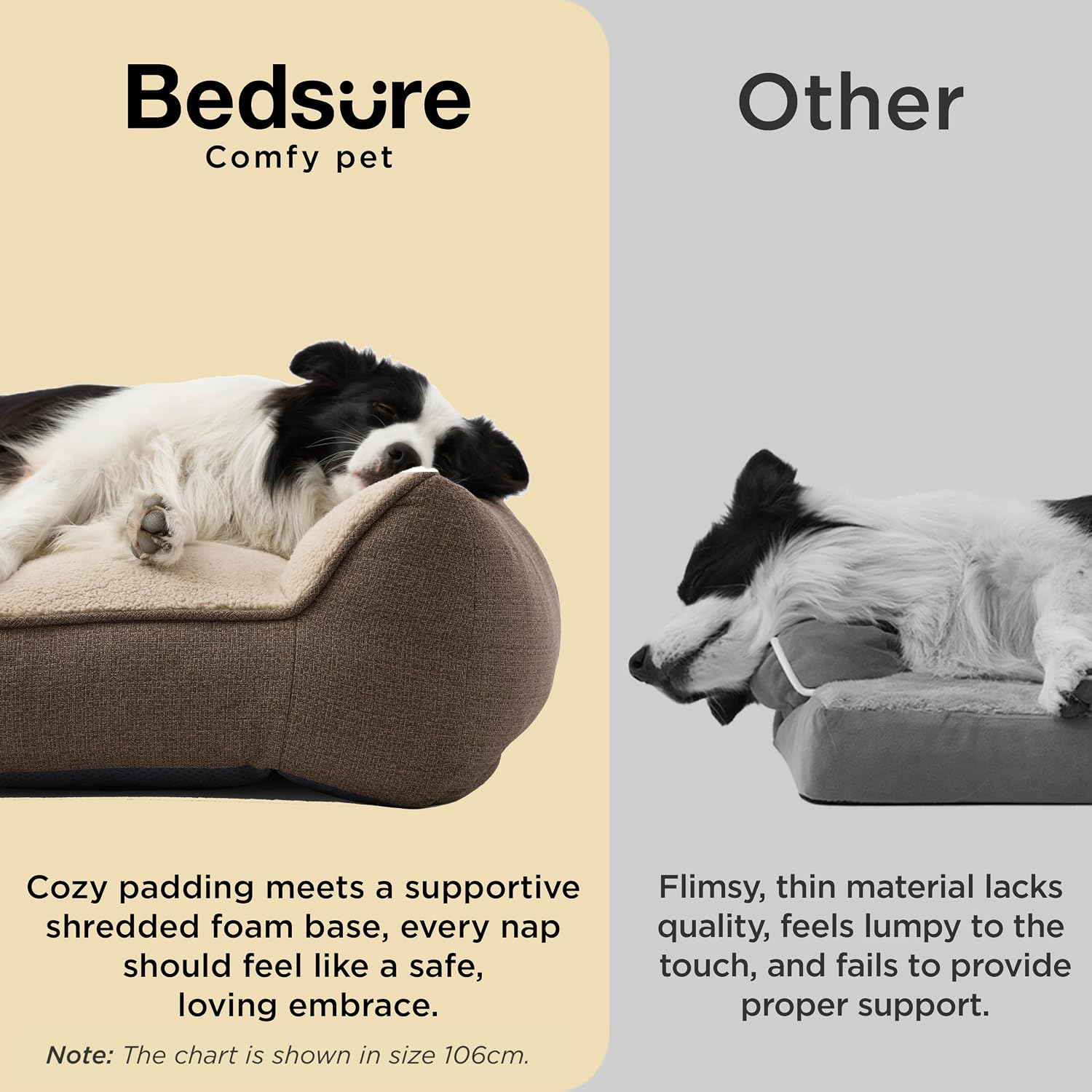 Detalle de Bedsure Orthopedic Dog Beds Large – 122x89cm, Extra Thick Support with Waterproof Cover