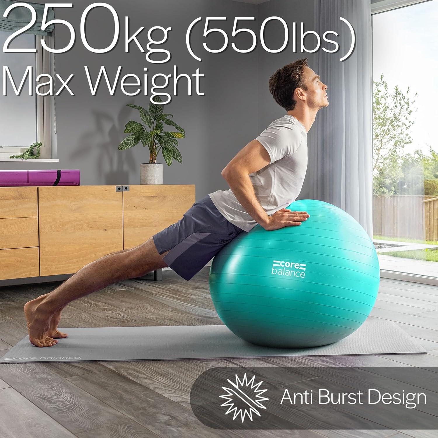 Detalle de Core Balance Exercise Ball: Stability Ball for Yoga, Pilates, and Fitness