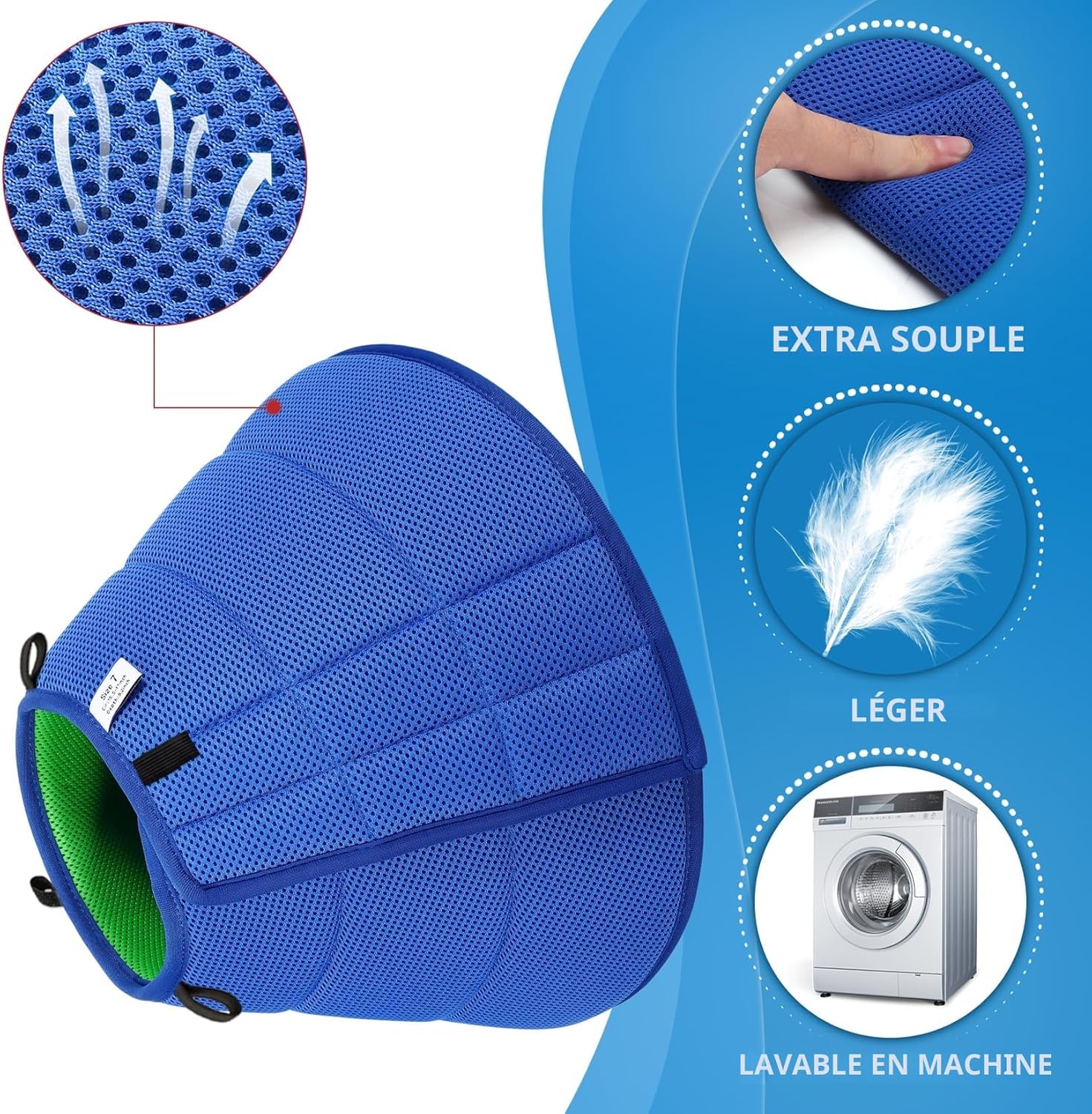 Detalle 2 de Collerette Chien souple et légère Bleu Taille 4 – protection douce pour récupération