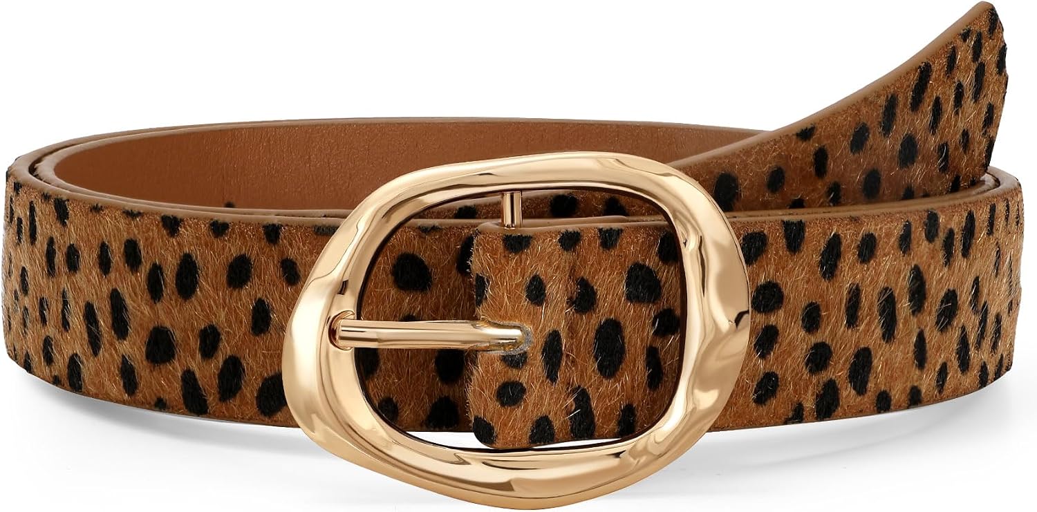Detalle de JASGOOD Women's Faux Leather Belt with Gold-Tone Buckle, 10 Adjustment Holes
