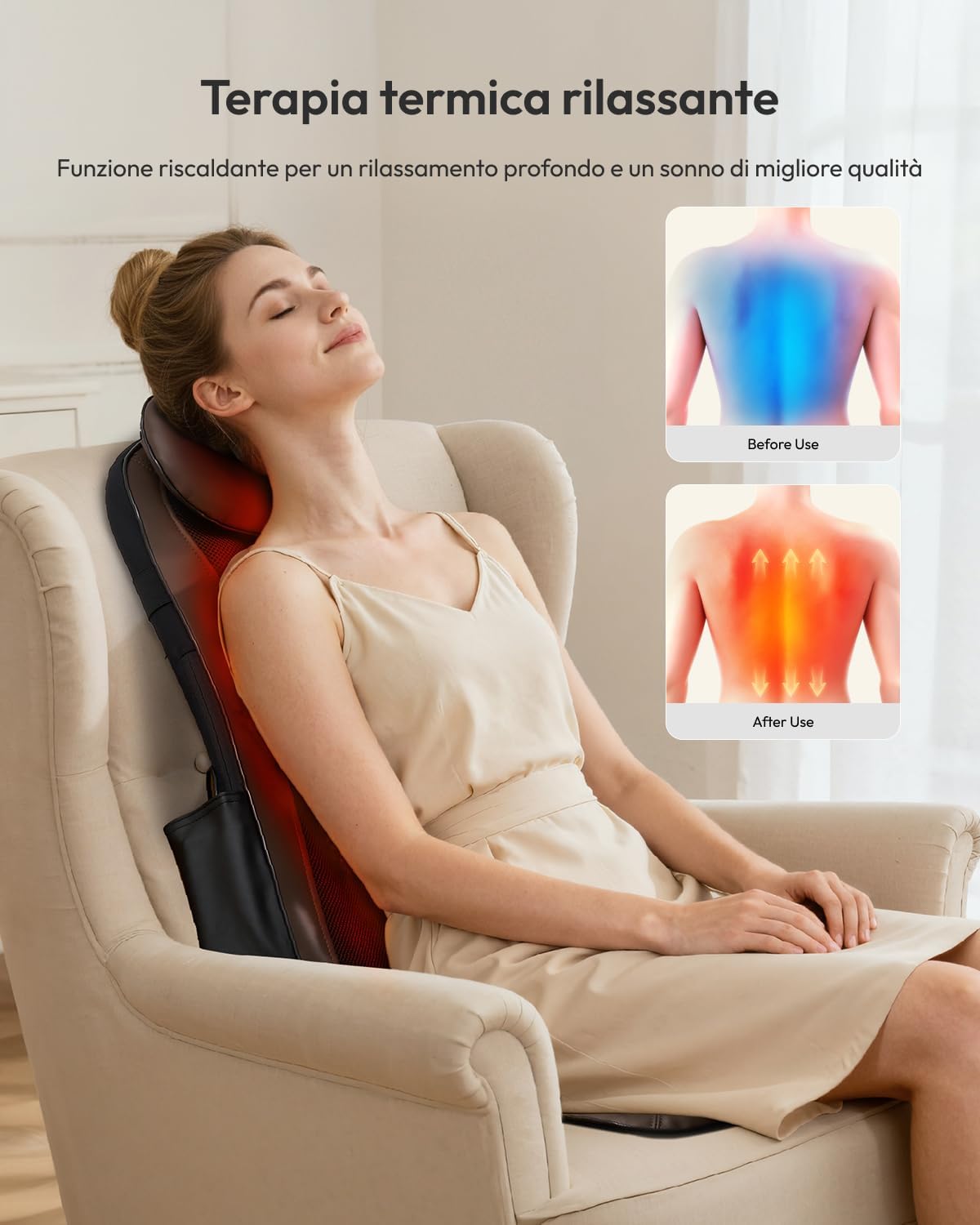 Thumbnail 3 de Nevvue Massaggiatore Schiena con Calore e Vibrazione: sedia massaggiante per relax a casa